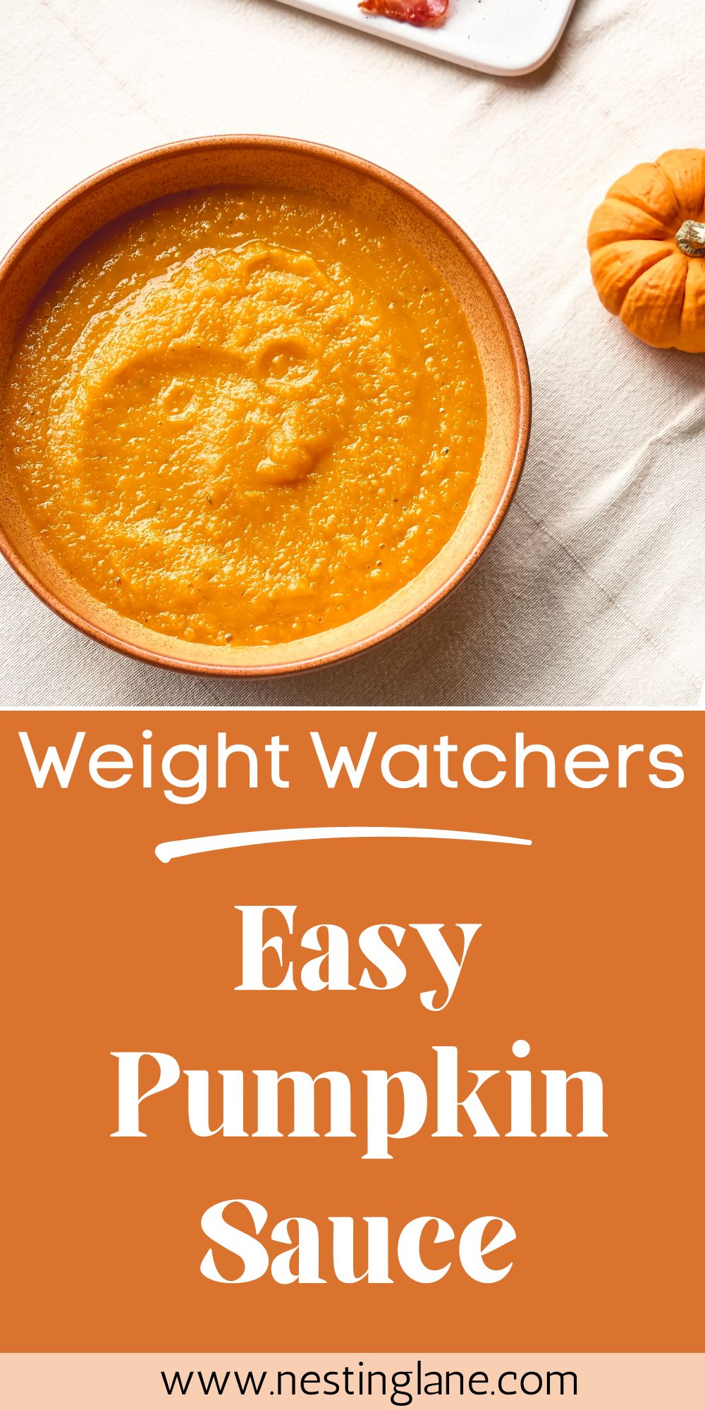 Graphic for Pinterest of Easy Weight Watchers Pumpkin Sauce Recipe.
