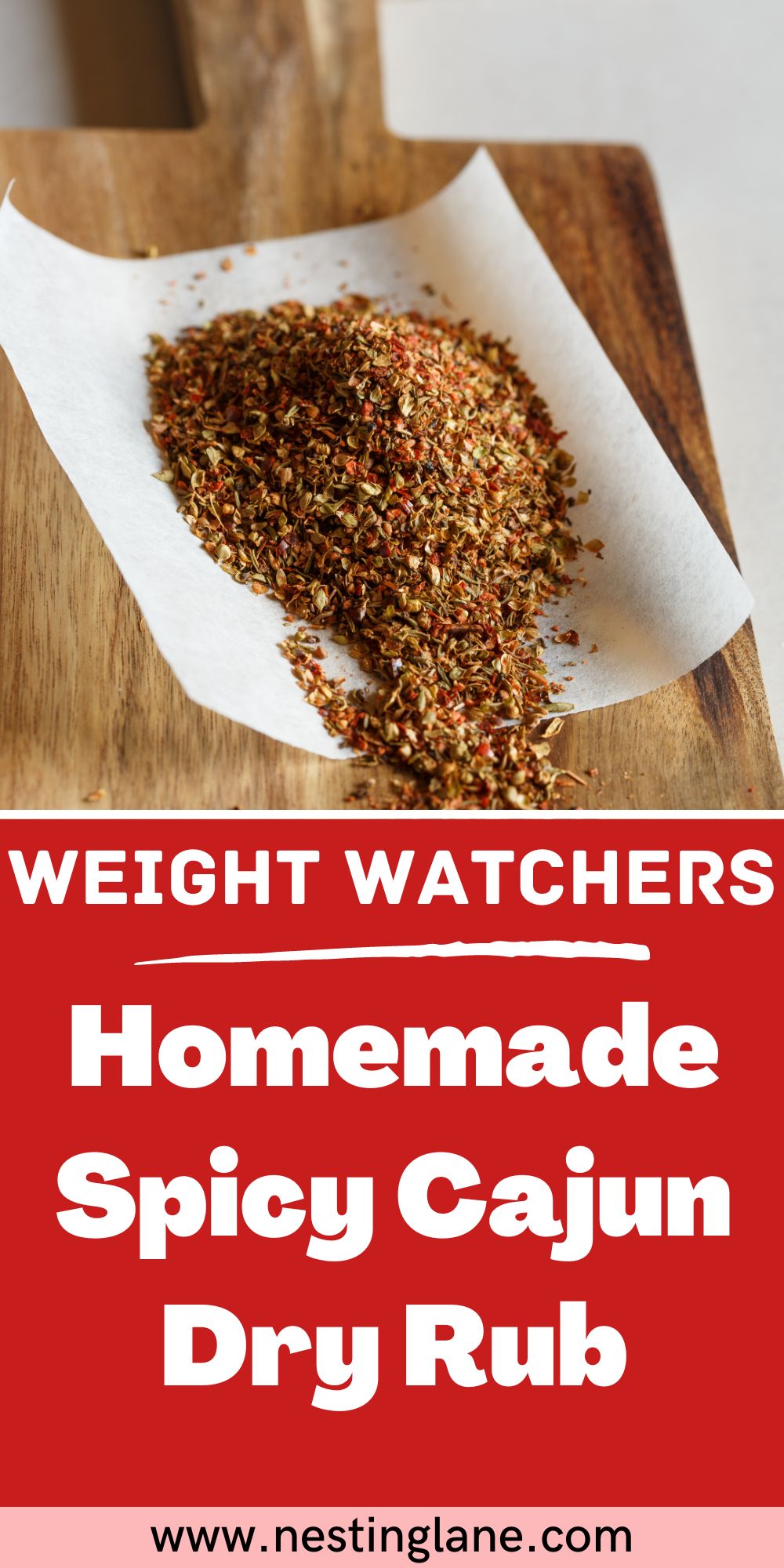 Graphic for Pinterest of Homemade Spicy Cajun Dry Rub (Weight Watchers) Recipe.