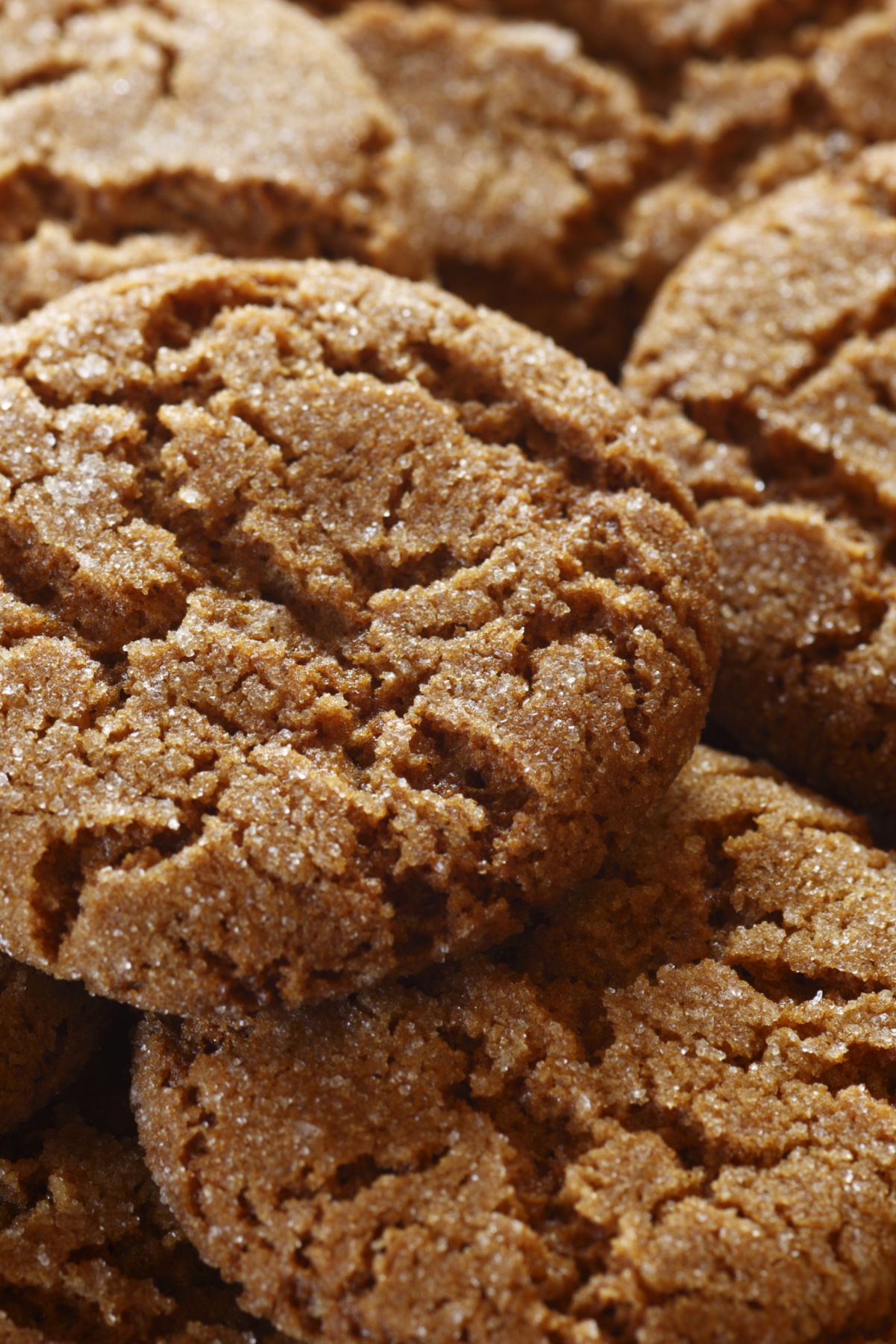 Closeup of Homemade Weight Watchers Ginger Snaps in a pile.