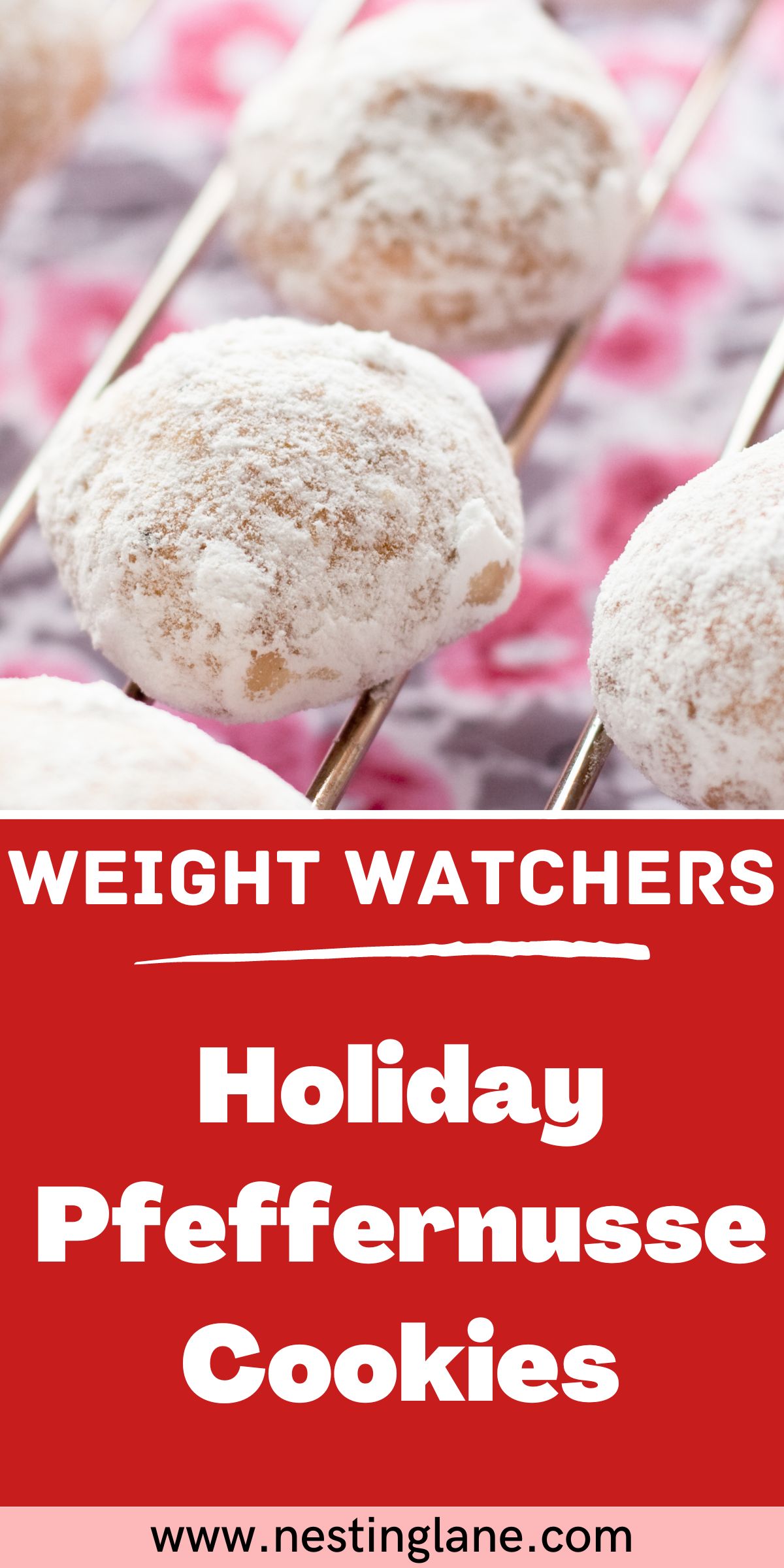Graphic for Pinterest of Weight Watchers Holiday Pfeffernusse Cookies Recipe.