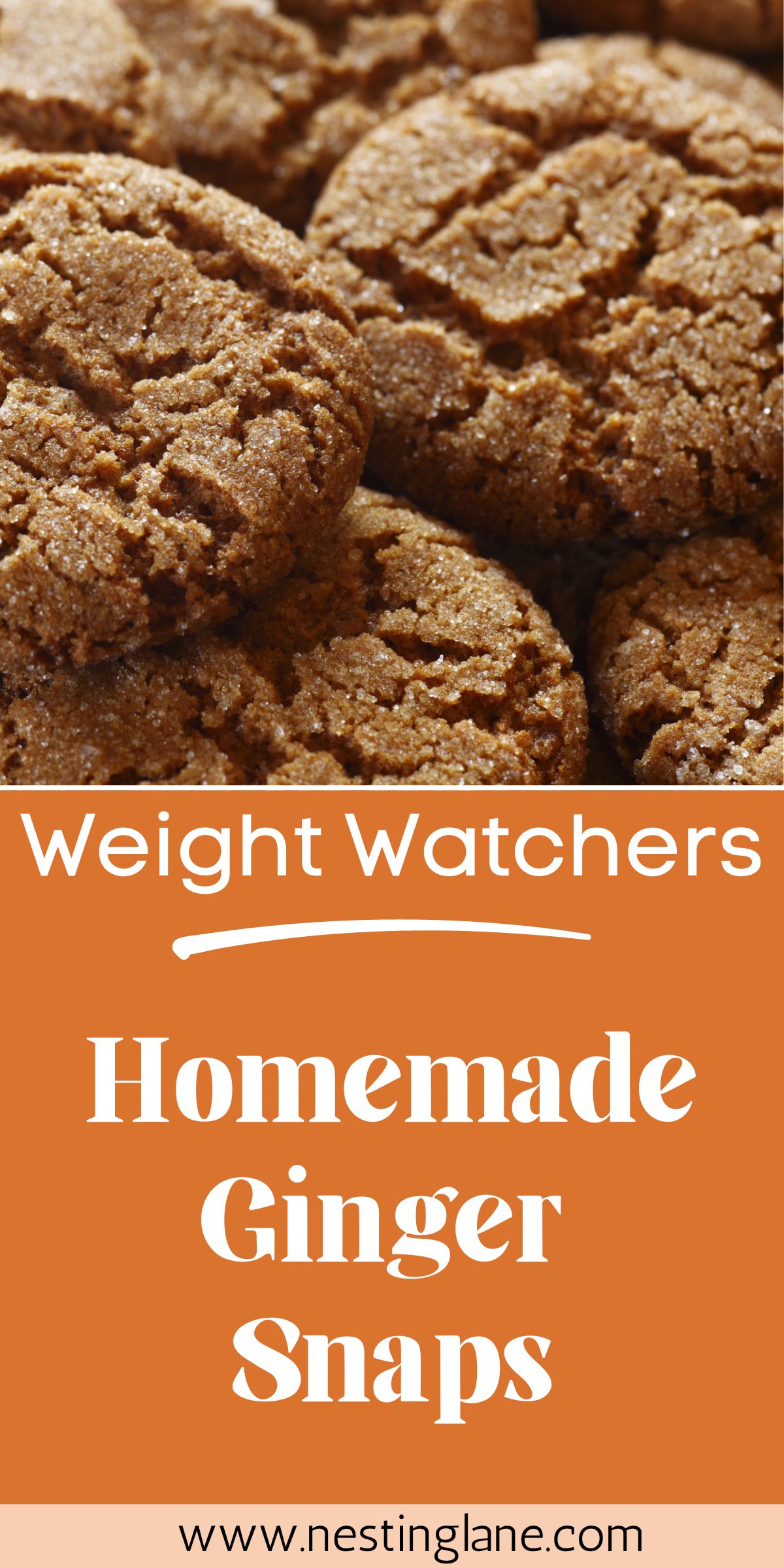 Graphic for Pinterest of Homemade Weight Watchers Ginger Snaps Recipe.