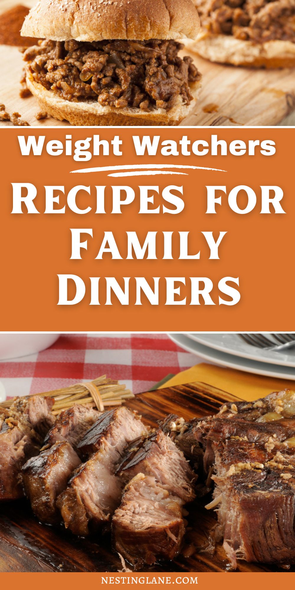 Graphic for Pinterest of Weight Watchers Recipes for Family Dinners.