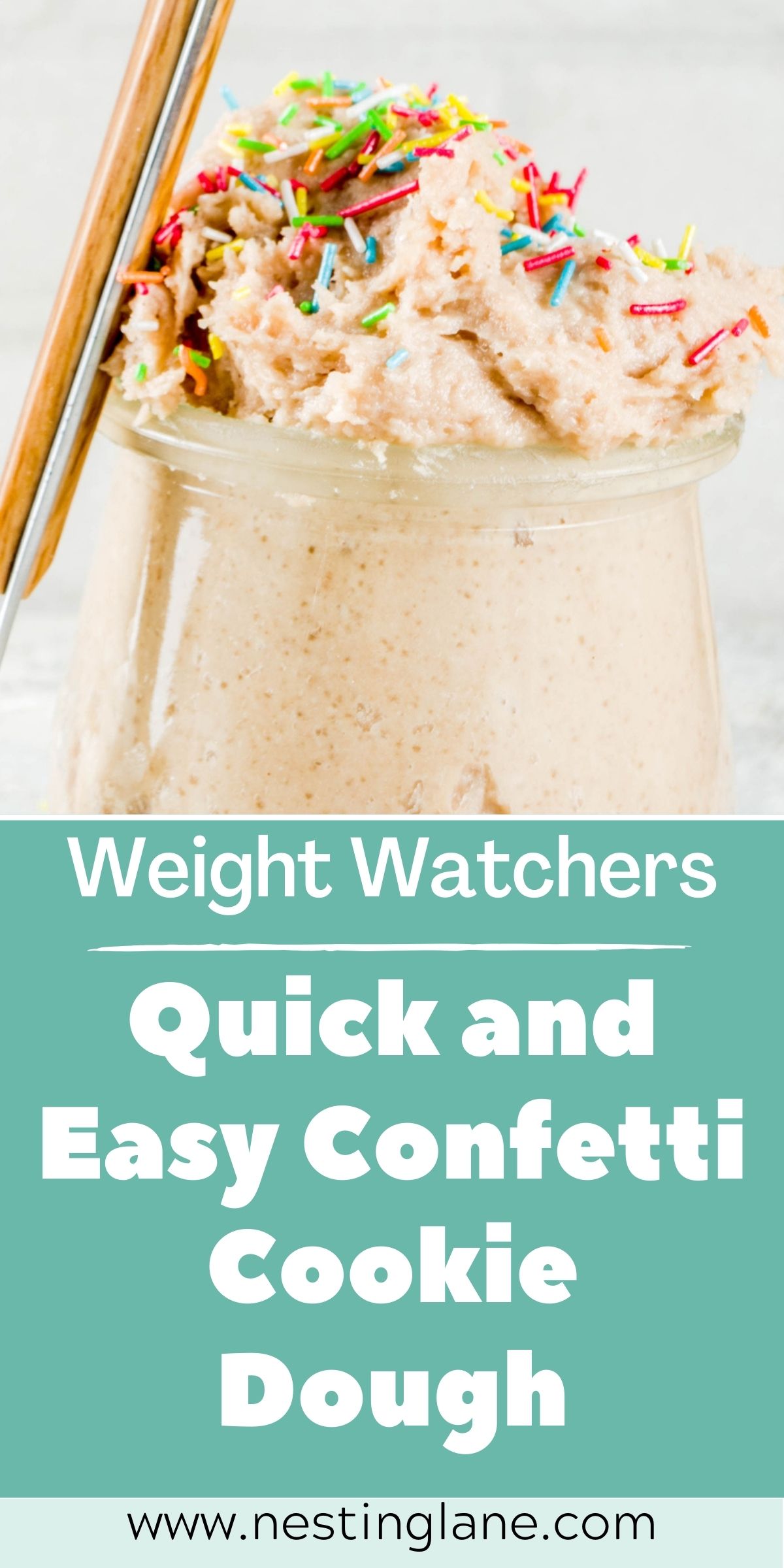 Graphic for Pinterest of Quick and Easy Weight Watchers Confetti Cookie Dough Recipe.