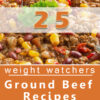 Graphic for Pinterest of 25 Ground Beef Recipes to Help You Stick to Your WW Plan.