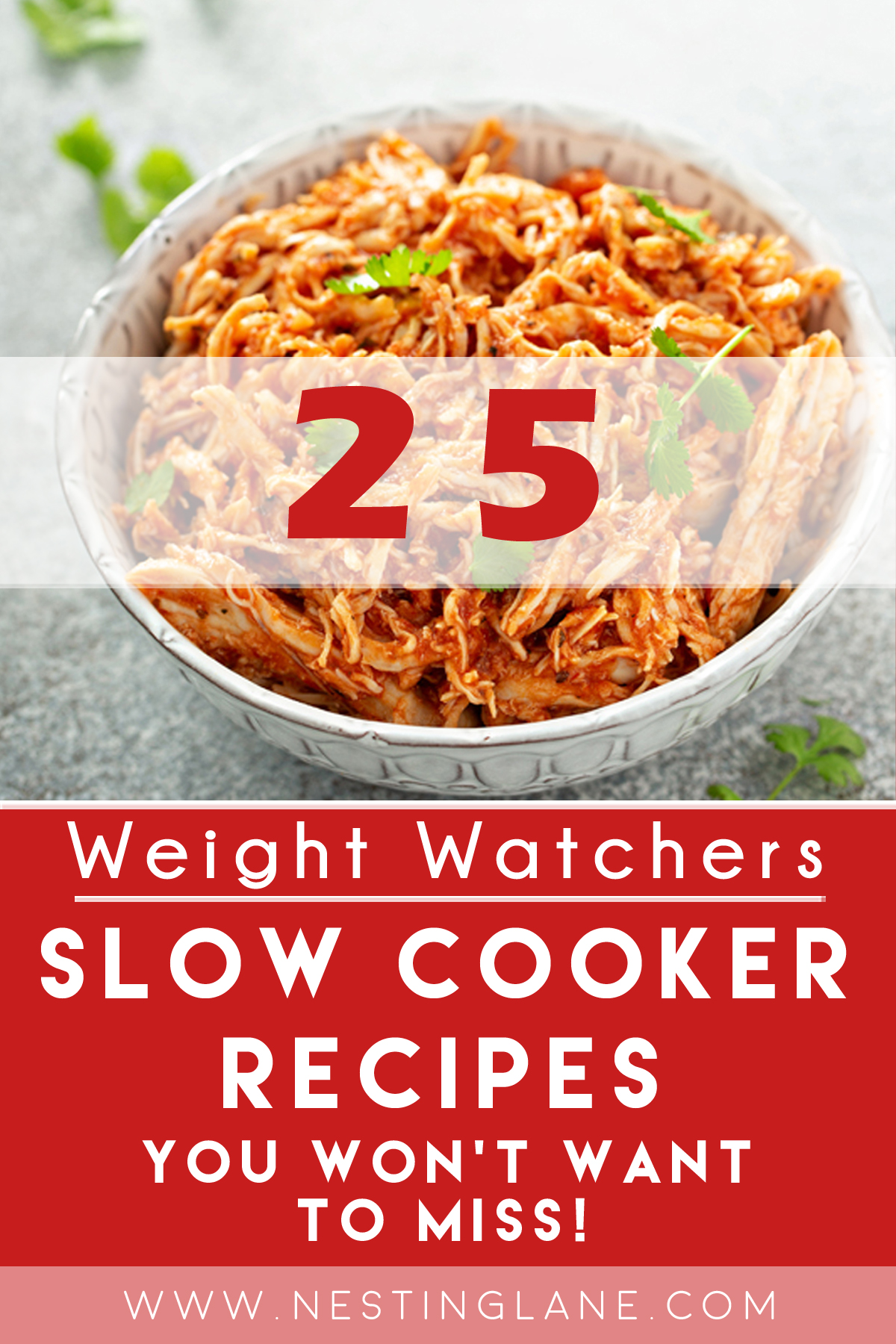 Graphic for Pinterest of 25 Mouthwatering Weight Watchers Slow Cooker Recipes You Won't Want to Miss.