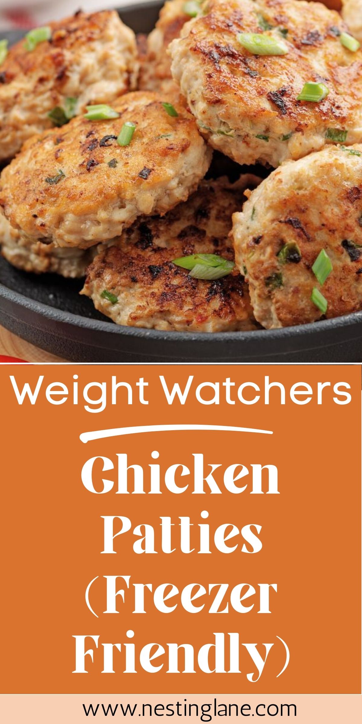 Graphic for Pinterest of Weight Watchers Chicken Patties (Freezer Friendly) Recipe.