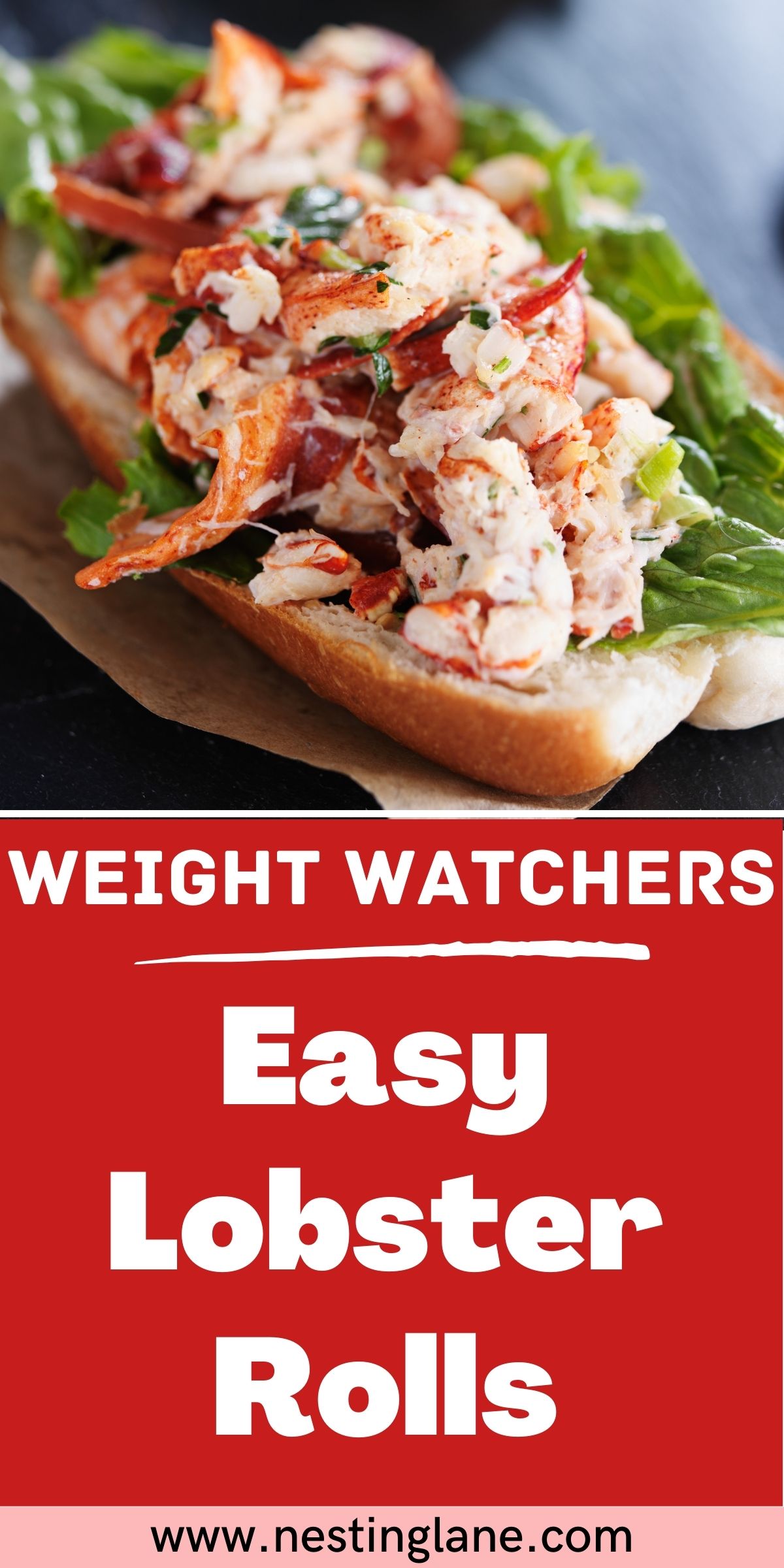 Graphic for Pinterest of Easy Weight Watchers Lobster Rolls Recipe.