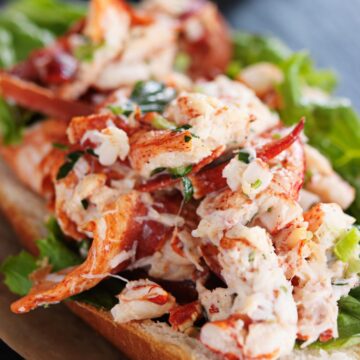 Closeup of Easy Weight Watchers Lobster Rolls.