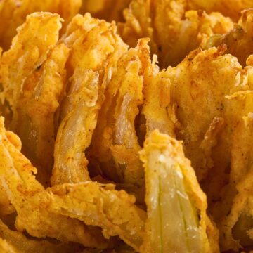 Closeup of Low Calorie Air Fryer Blooming Onion.