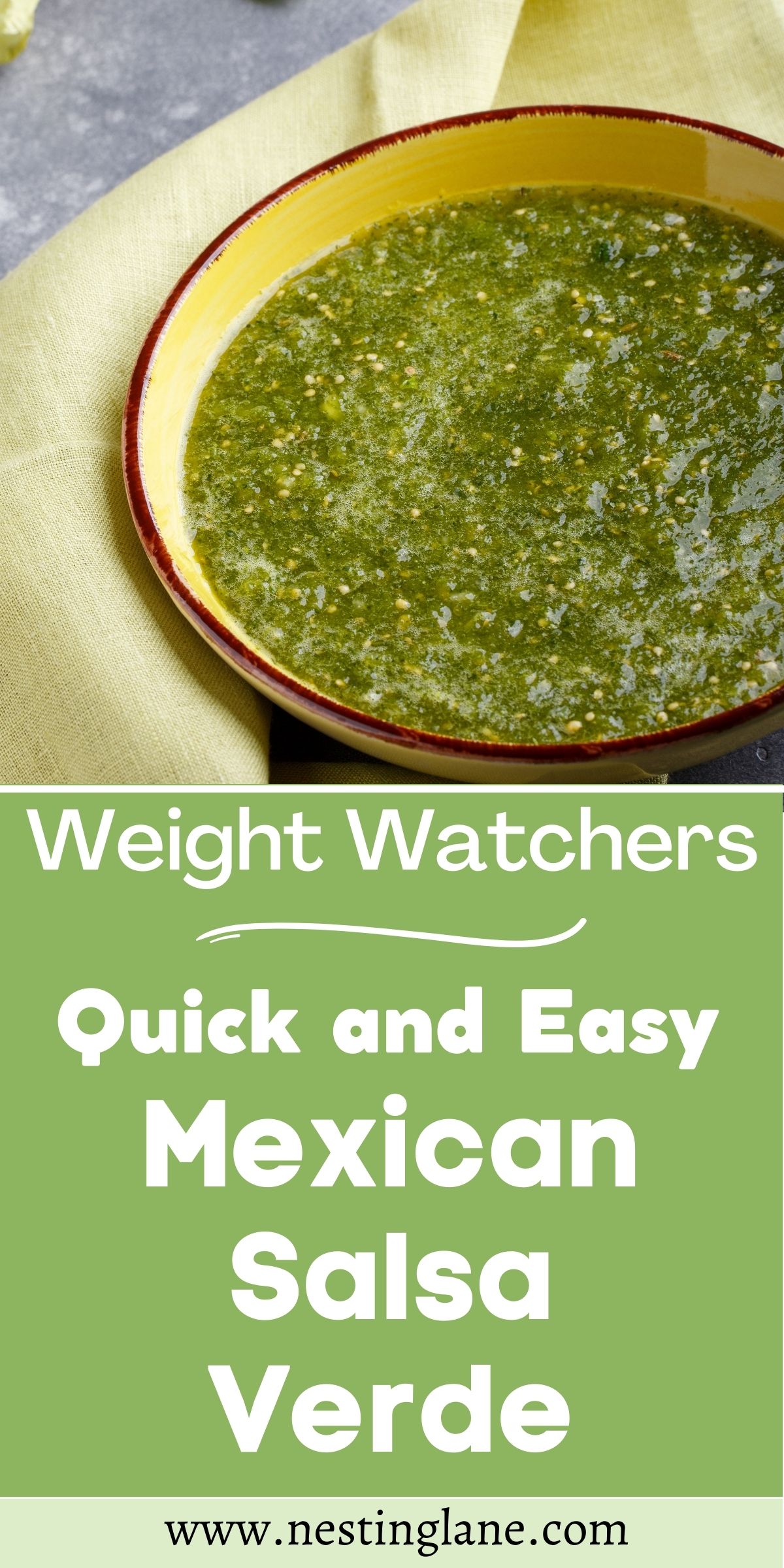 Graphic for Pinterest of Mexican Weight Watchers Salsa Verde Recipe.