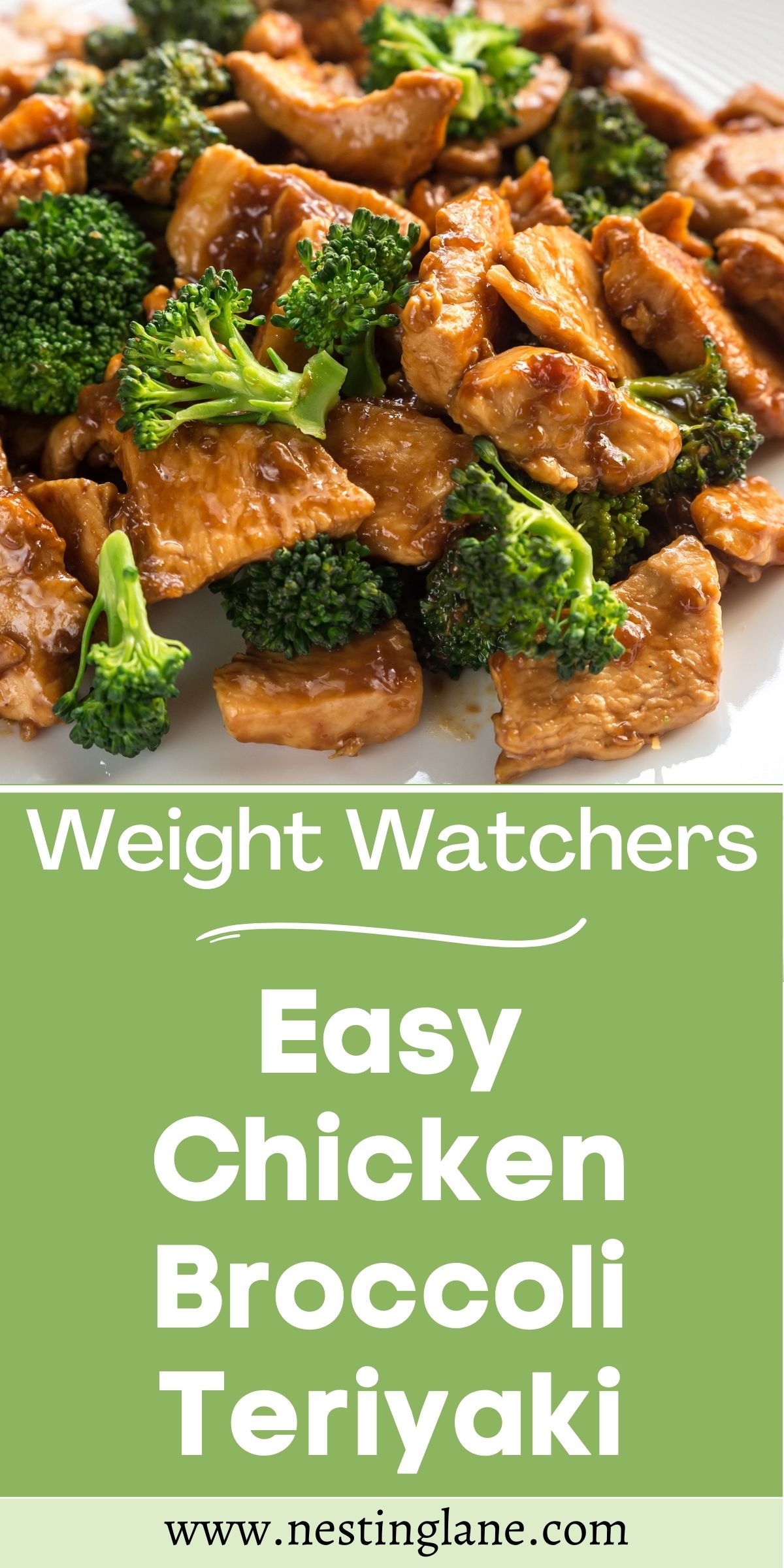 Graphic for Pinterest of Weight Watchers Chicken Broccoli Teriyaki Recipe.