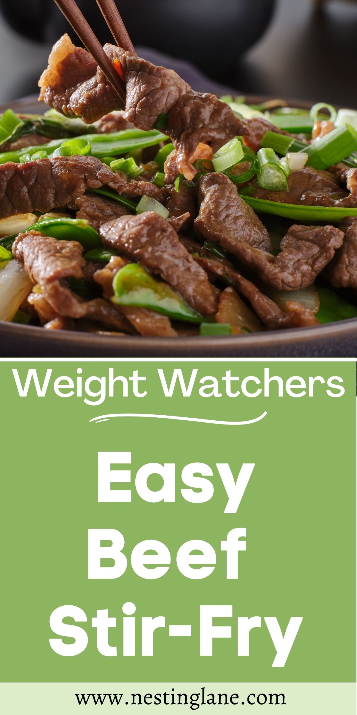 Graphic for Pinterest of Weight Watchers Easy Beef Stir-Fry Recipe.