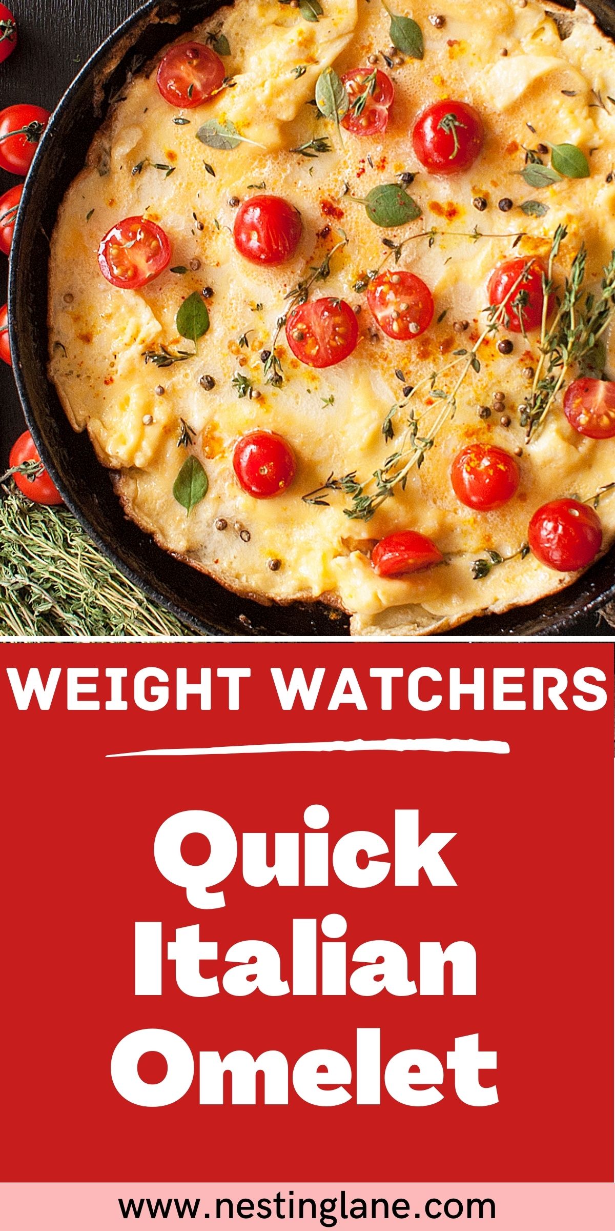 Graphic for Pinterest of Weight Watchers Italian Omelet Recipe.