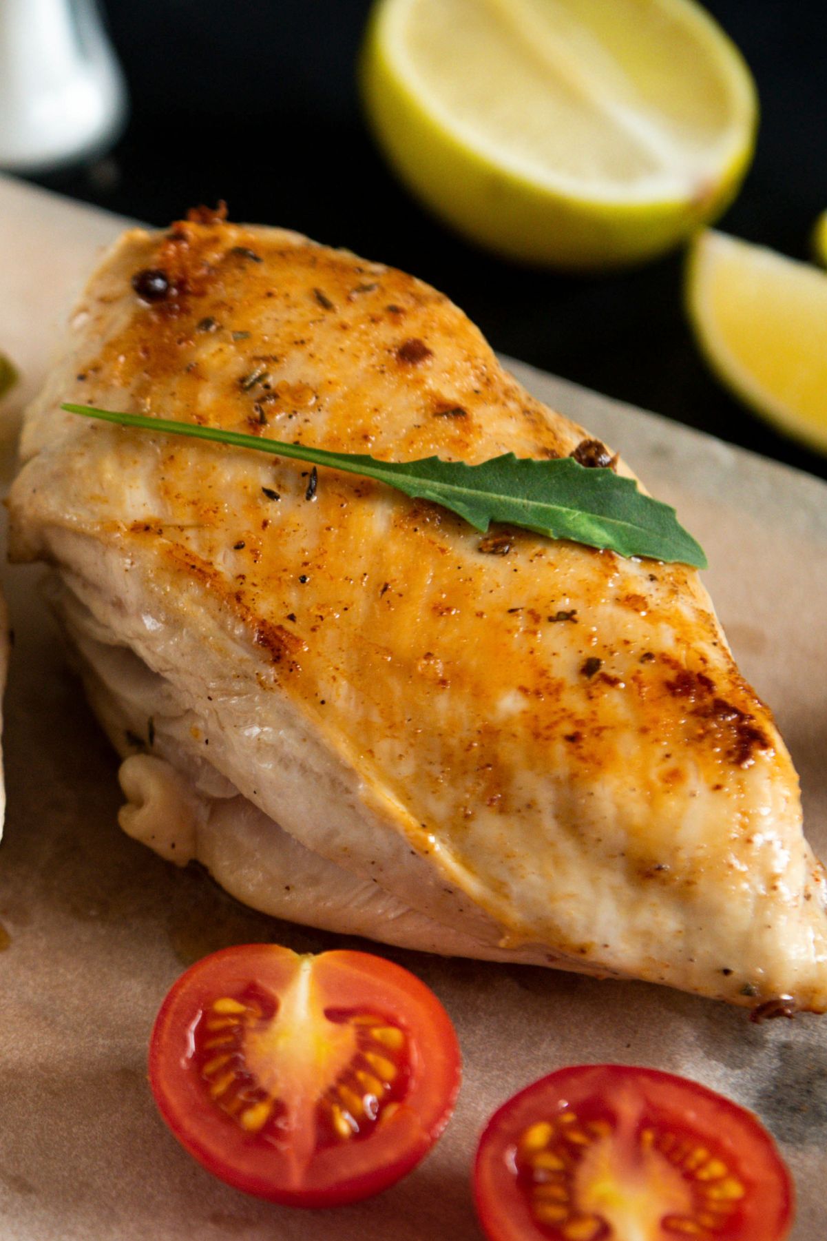Closeup of Simple Roasted Chicken Breast (Weight Watchers).