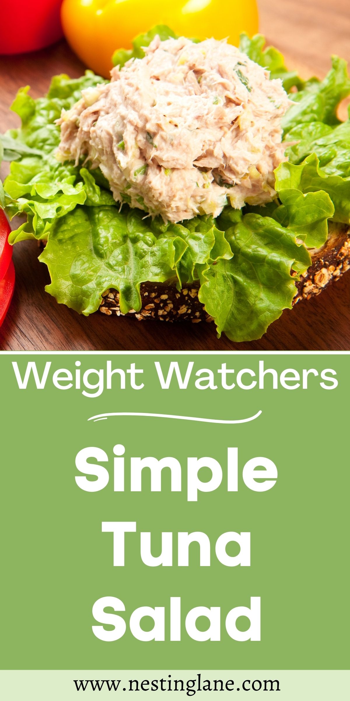 Graphic for Pinterest of Weight Watchers Simple Tuna Salad Recipe.