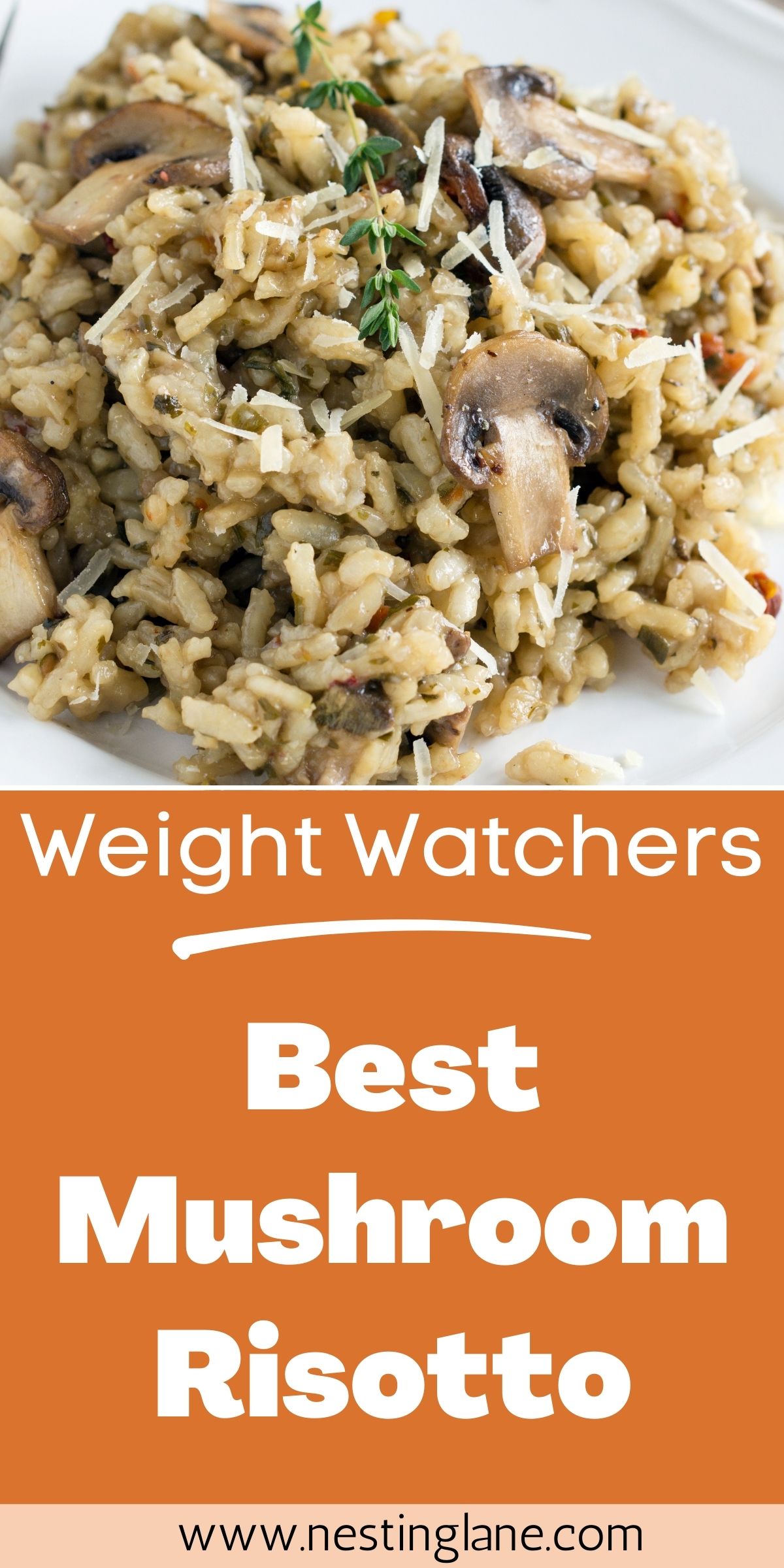 Graphic for Pinterest of Best Weight Watchers Mushroom Risotto Recipe.