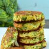 Closeup of a stack of Weight Watchers Cheesy Broccoli Fritters.