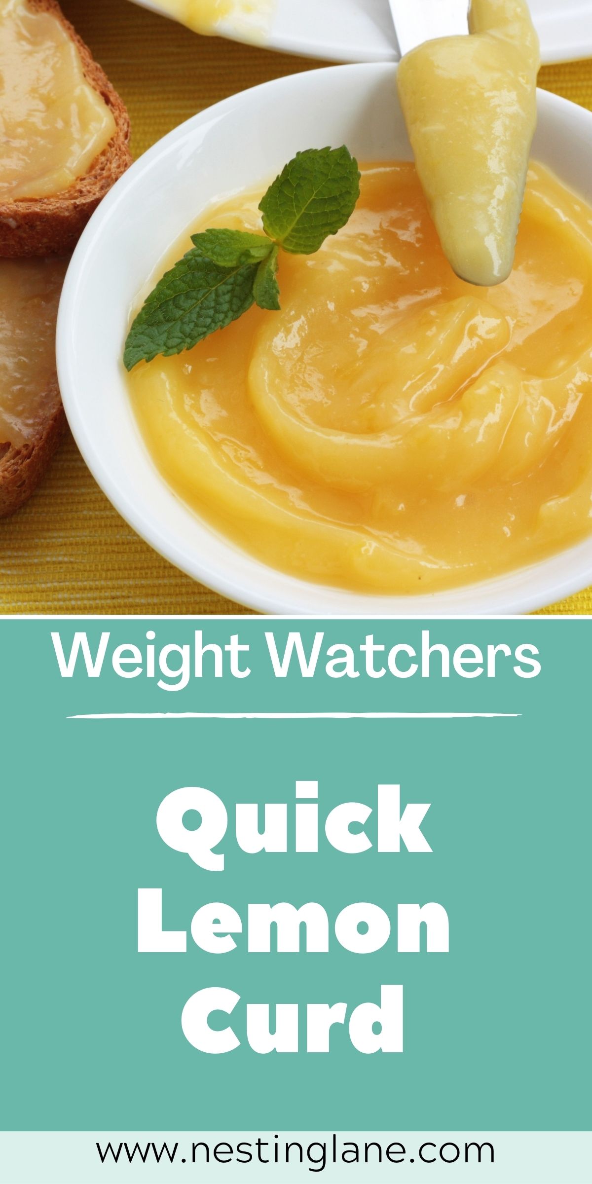 Graphic for Pinterest of Quick Weight Watchers Lemon Curd Recipe.