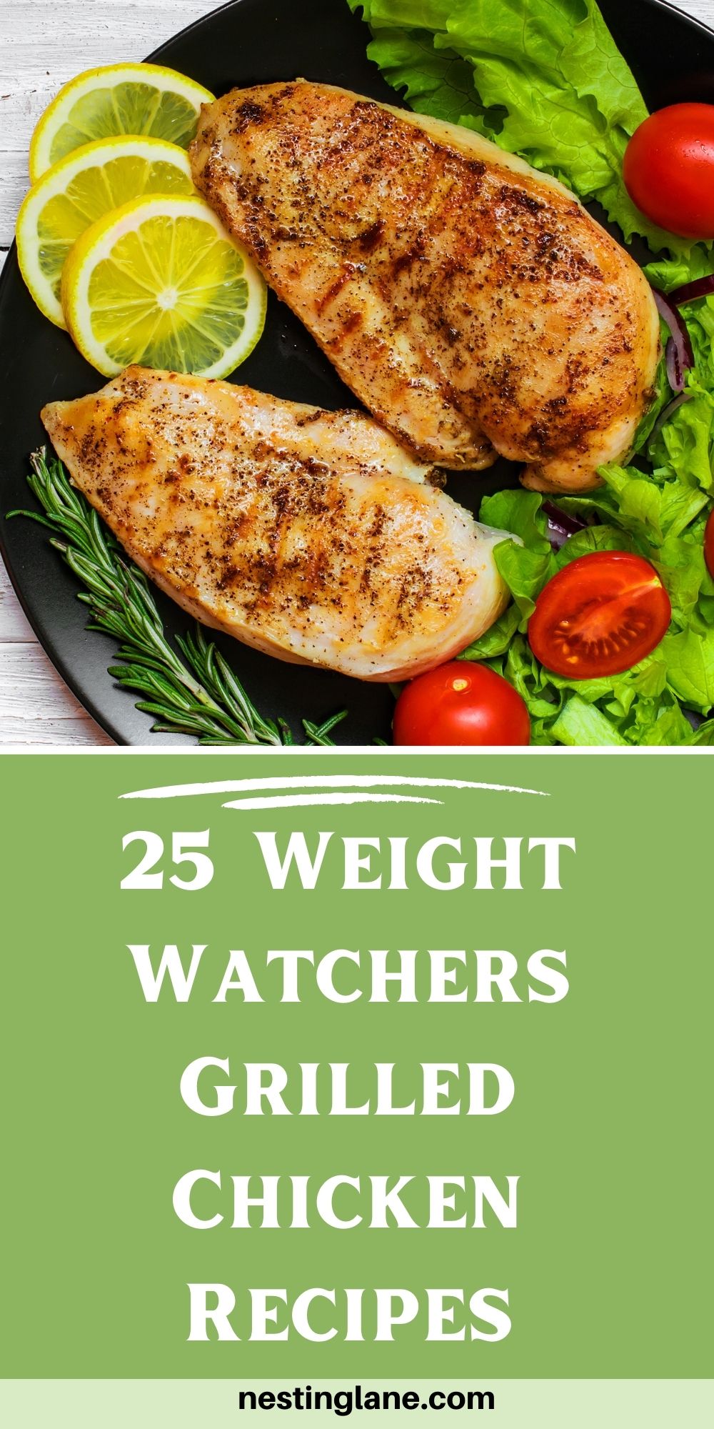 Graphic for Pinterest of 25 Weight Watchers Grilled Chicken Recipes.