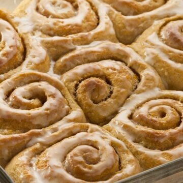 Closeup of Easy Weight Watchers Cinnamon Rolls.