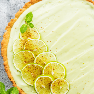 Closeup overhead view of Easy Weight Watchers Key Lime Pie.