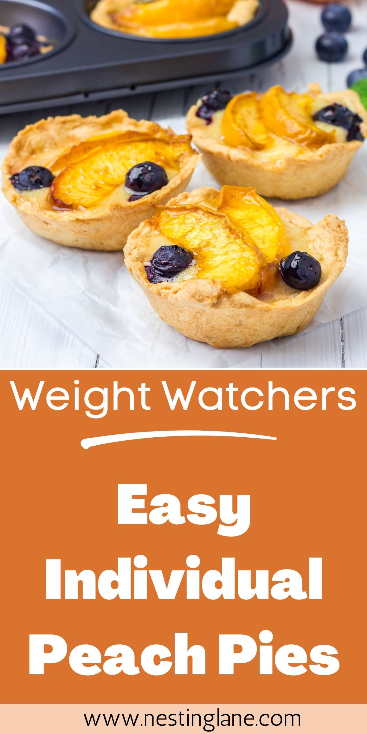 Graphic for Pinterest of Homemade Weight Watchers Individual Peach Pies Recipe.