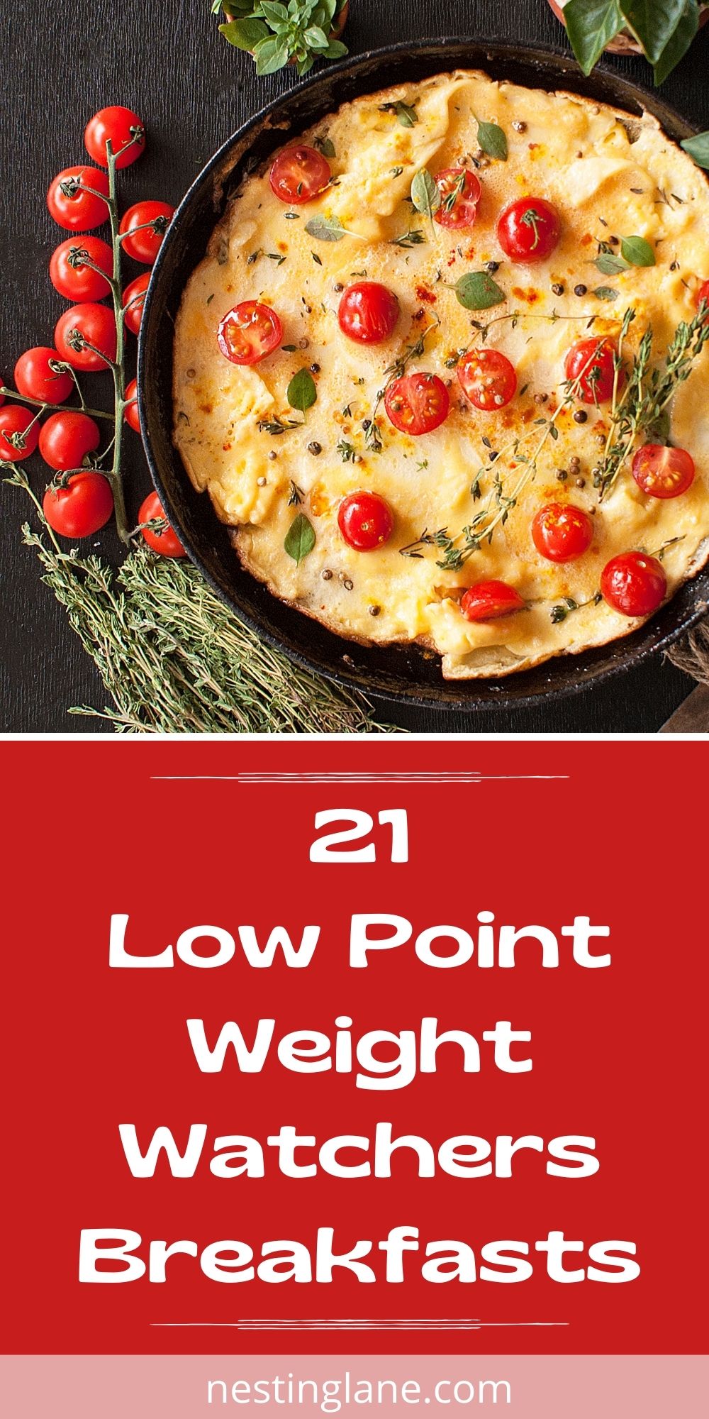 Graphic for Pinterest of 21 Low Point Weight Watchers Breakfasts.