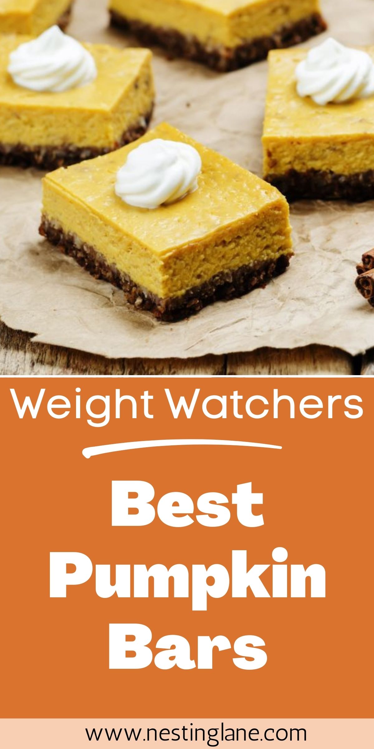 Graphic for Pinterest of Best Weight Watchers Pumpkin Bars Recipe.