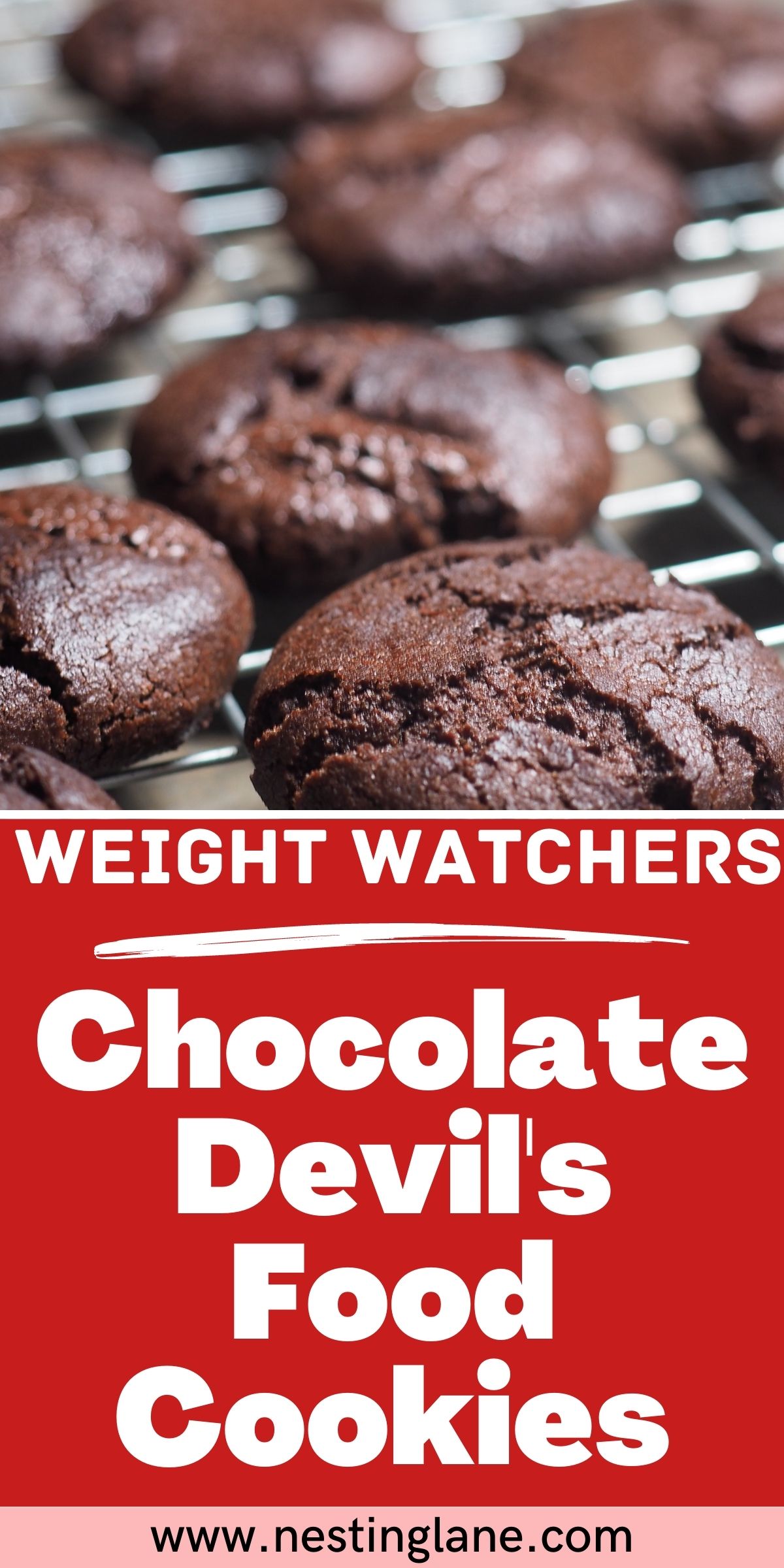 Graphic for Pinterest of Weight Watchers Chocolate Devil's Food Cookies Recipe.