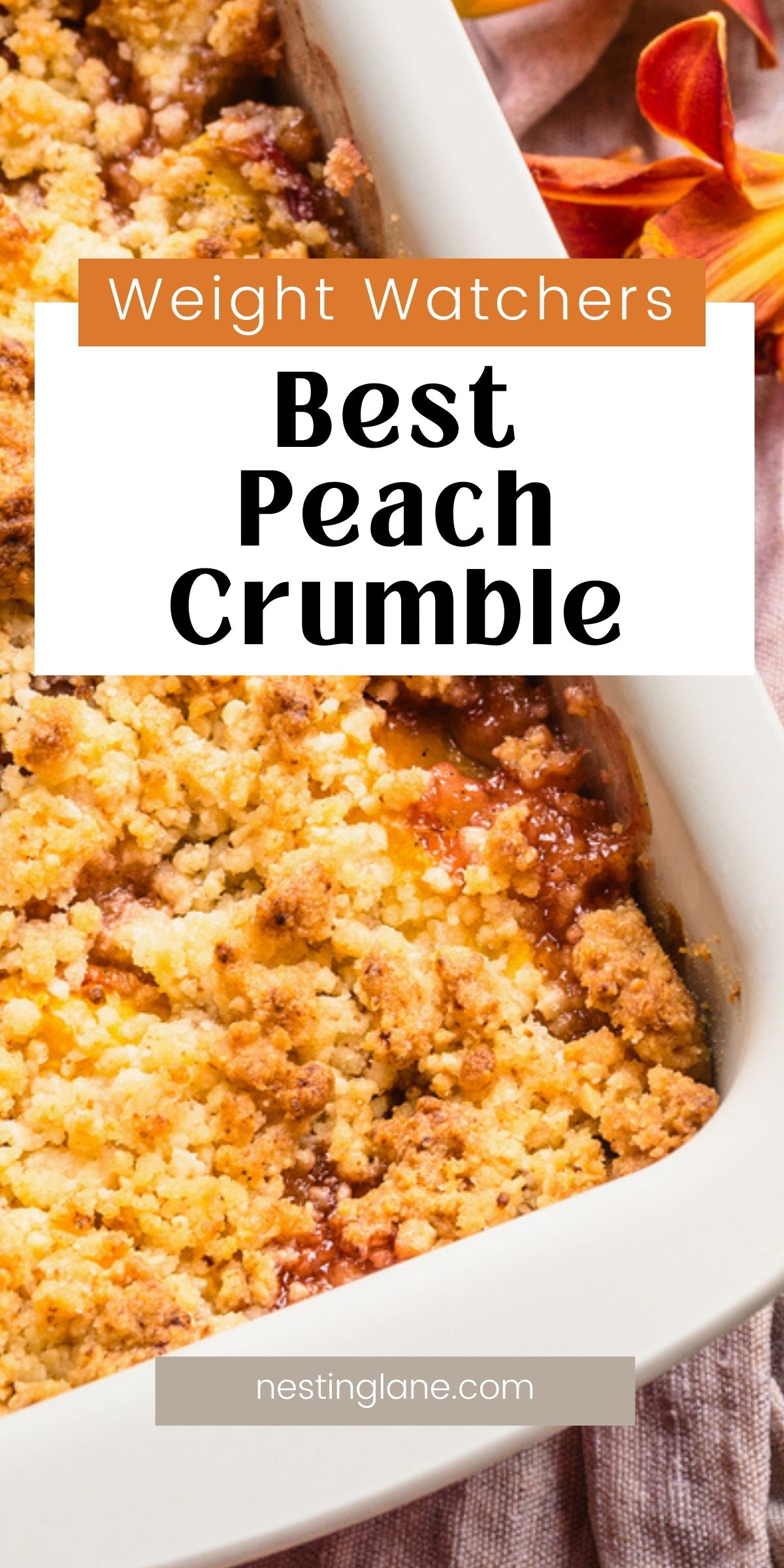 Easy Peach Crumble graphic.