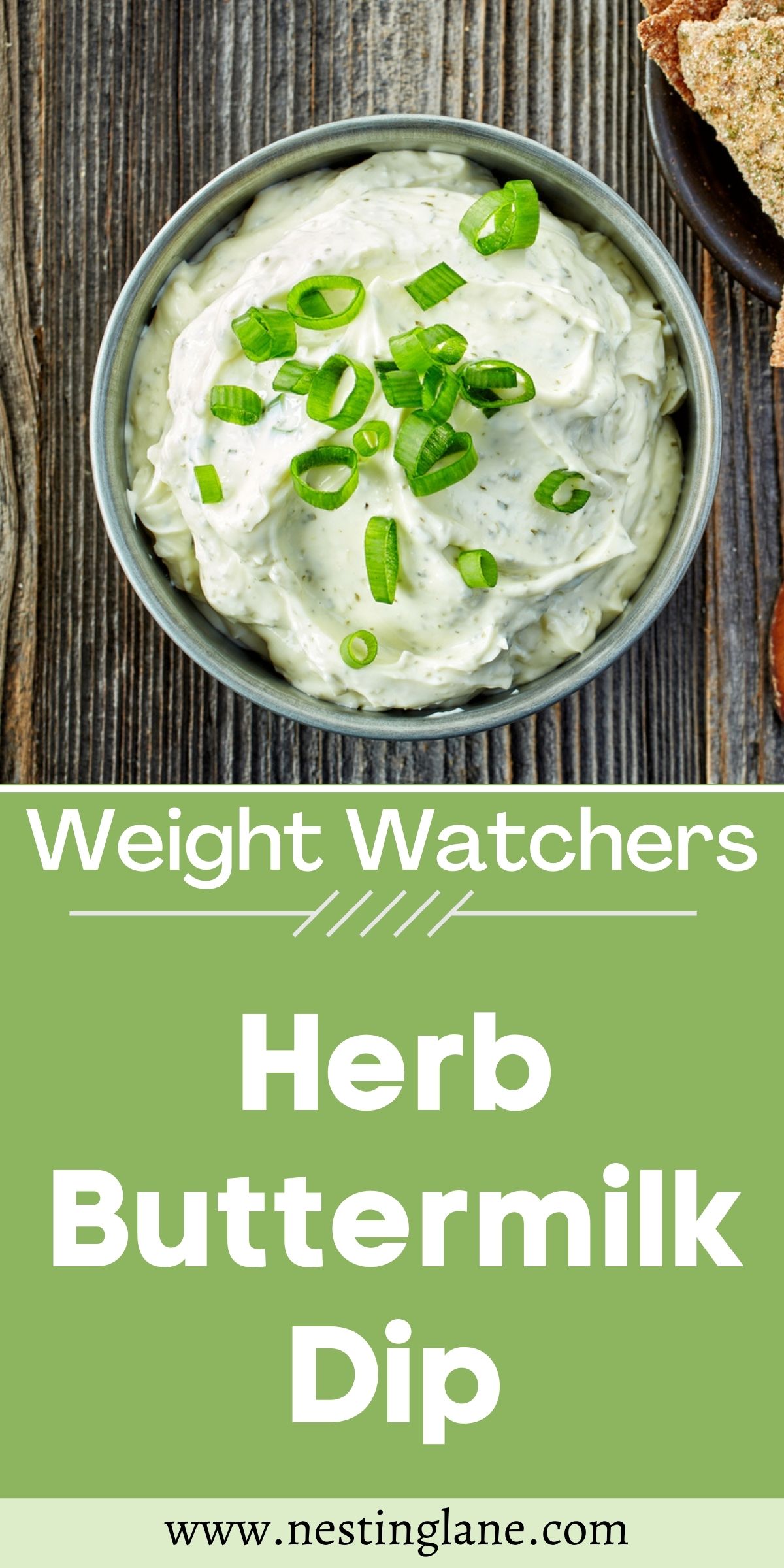 Graphic for Pinterest of Weight Watchers Herb Buttermilk Dip Recipe.