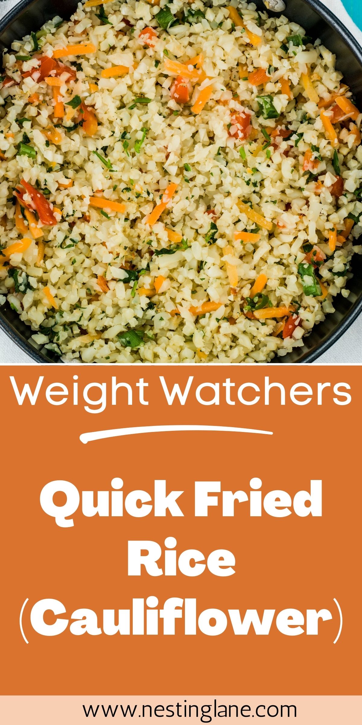 Graphic for Pinterest of Quick Weight Watchers Fried Rice (Cauliflower) Recipe.