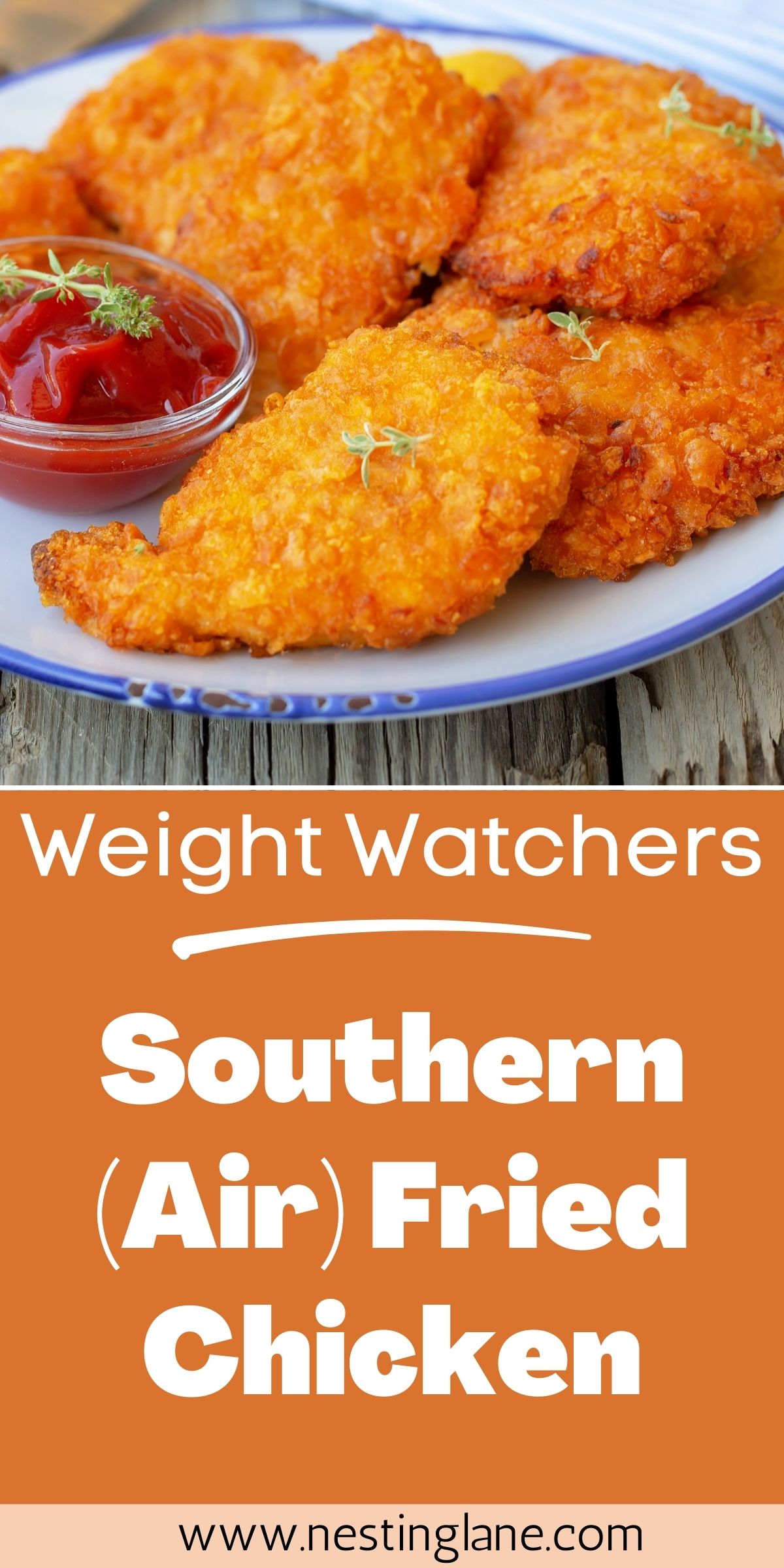 Graphic for Pinterest of Weight Watchers Southern (Air) Fried Chicken Recipe.