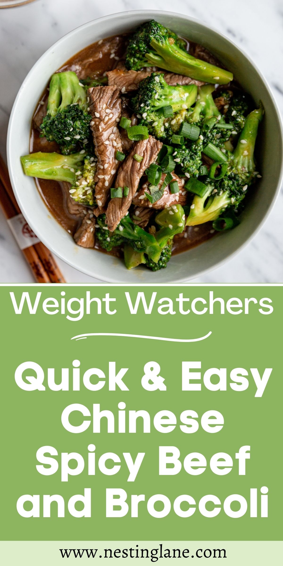 Graphic for Pinterest of Weight Watchers Spicy Beef and Broccoli Recipe.