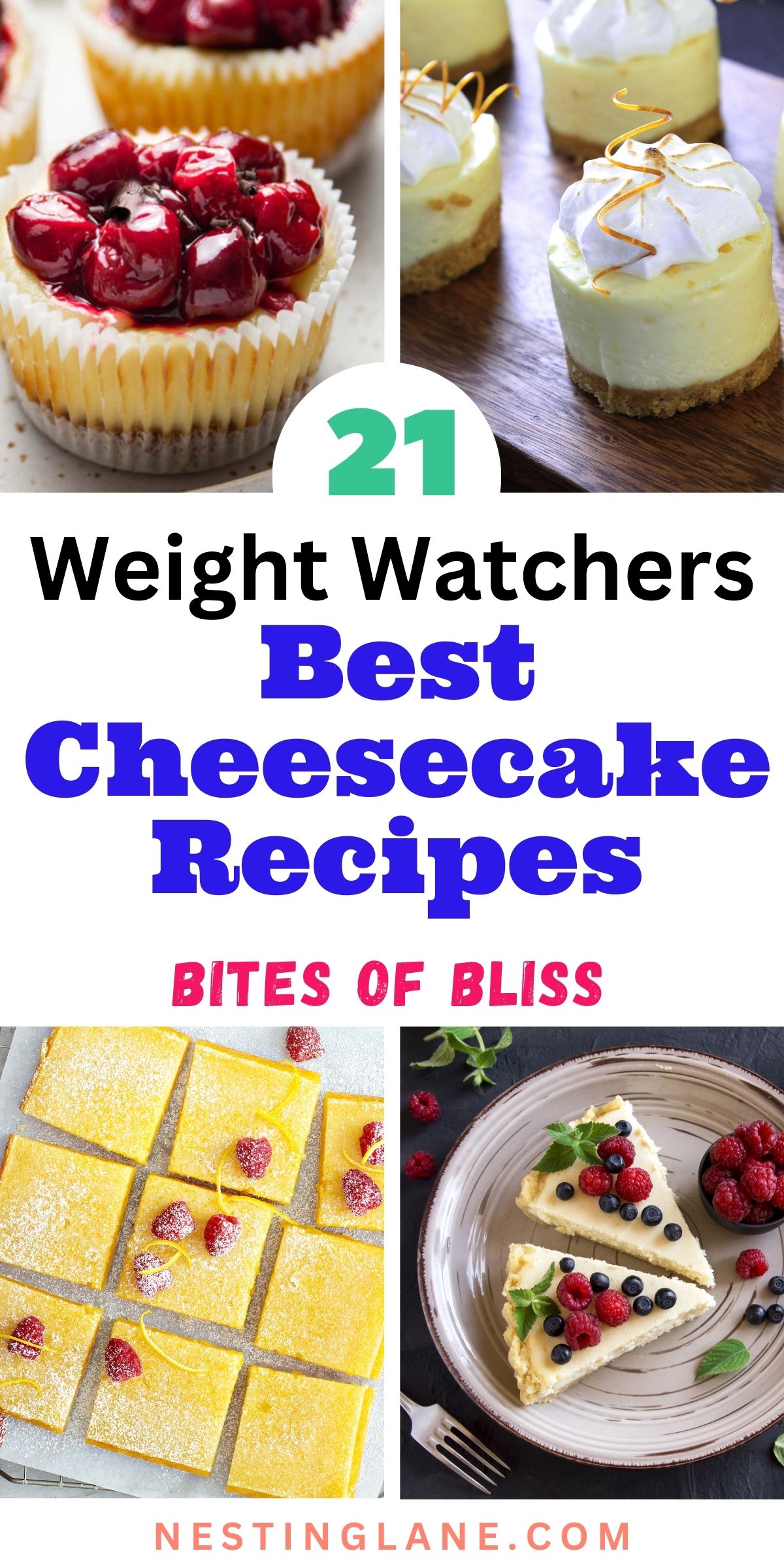 Graphic for Pinterest of Weight Watchers Cheesecake Recipes.