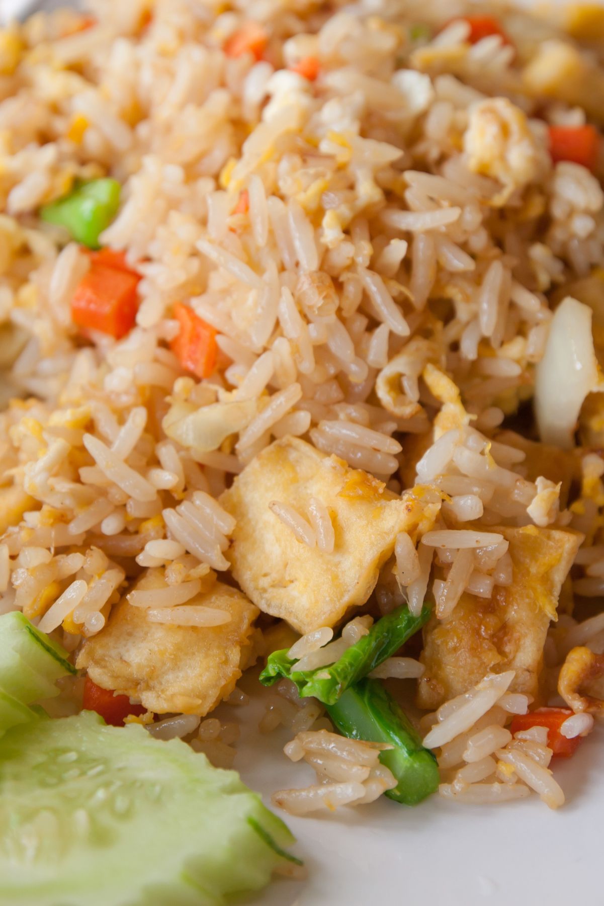 Closeup of Weight Watchers Chicken Fried Rice.