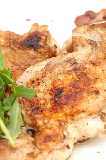 Closeup of Weight Watchers Crispy Chicken Thighs Recipe.