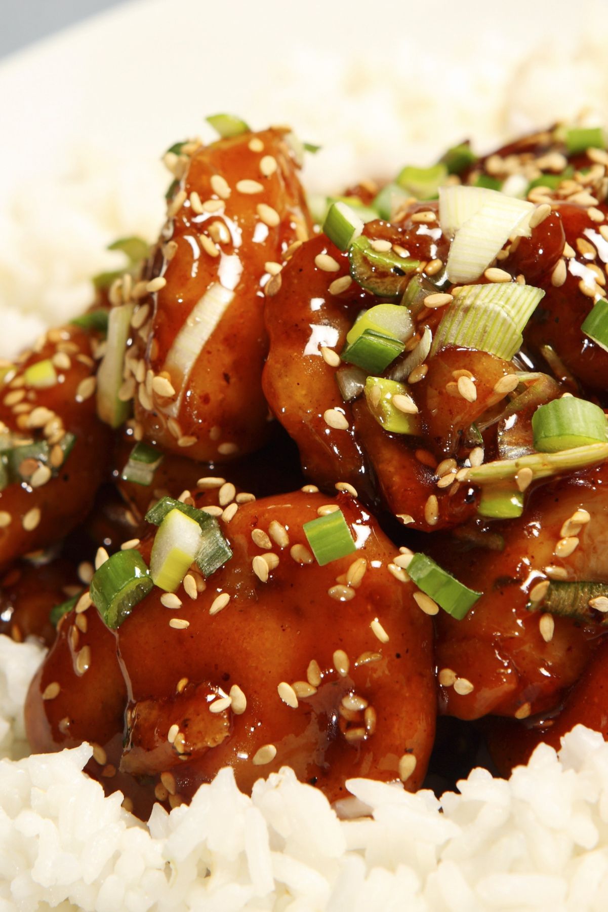 Closeup of Weight Watchers Sesame Chicken.