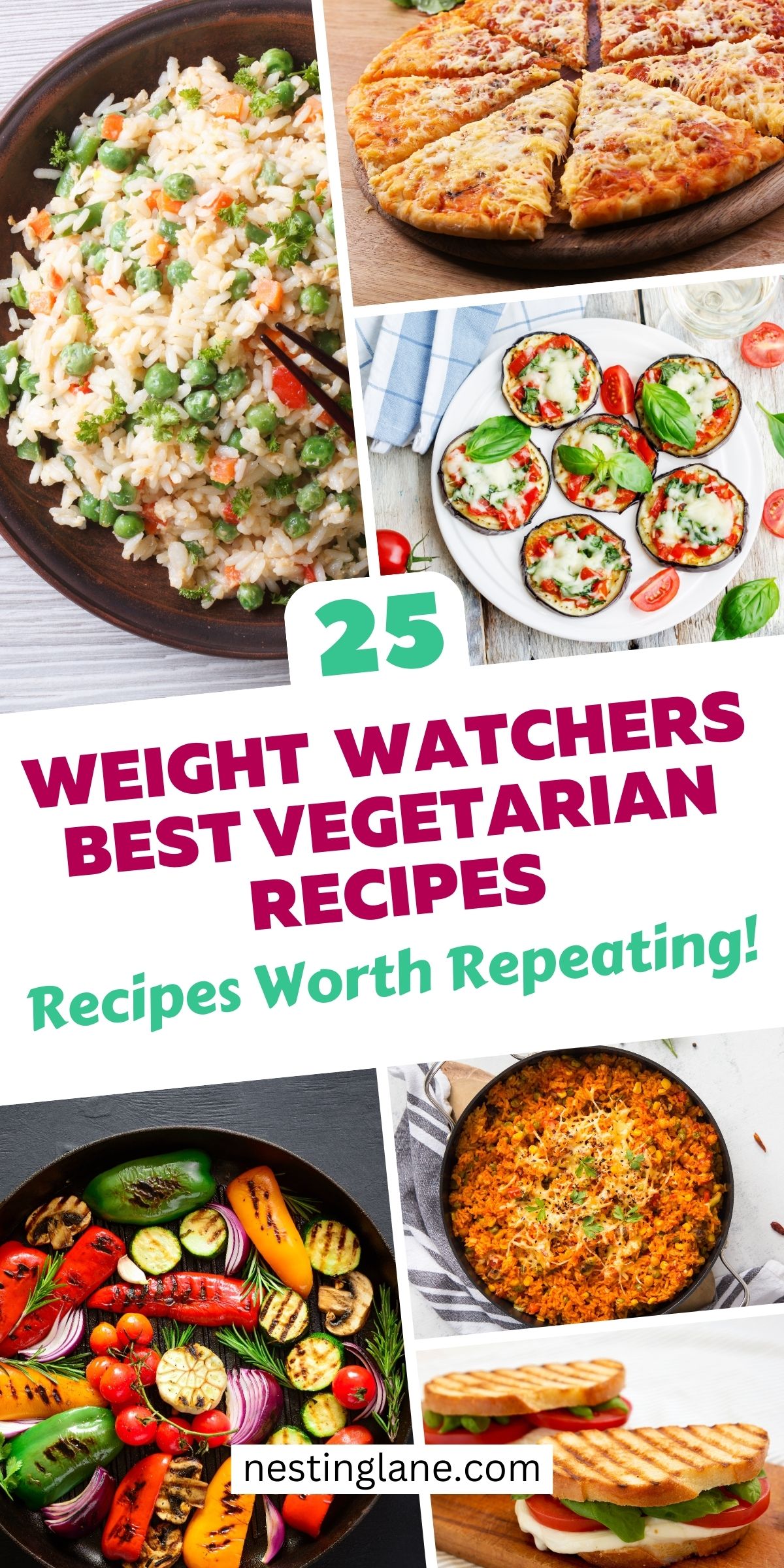 Graphic for Pinterest of Vegetarian Weight Watchers Recipes.