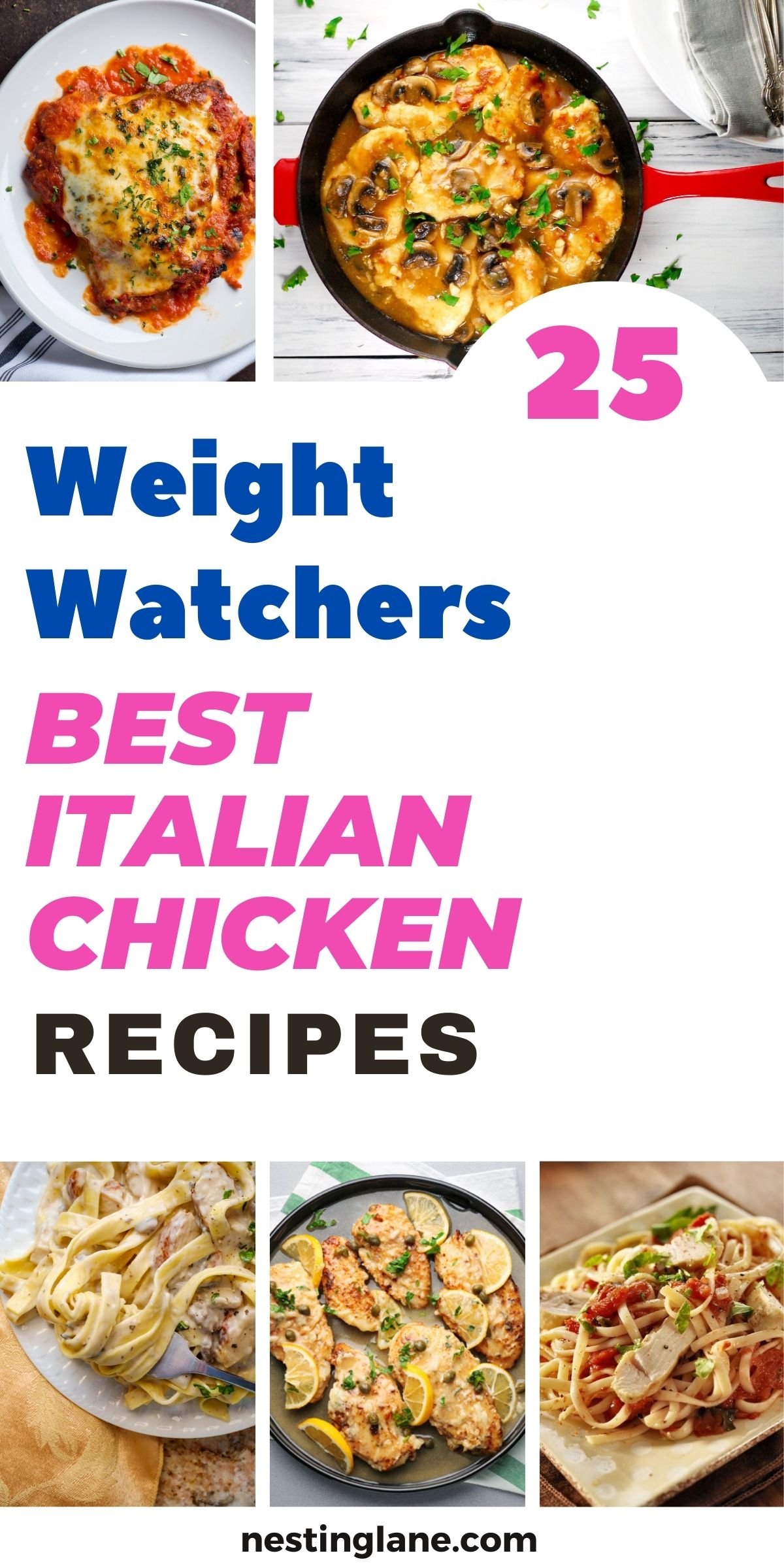 Graphic for Pinterest of 21 Weight Watchers Italian Chicken Recipes.