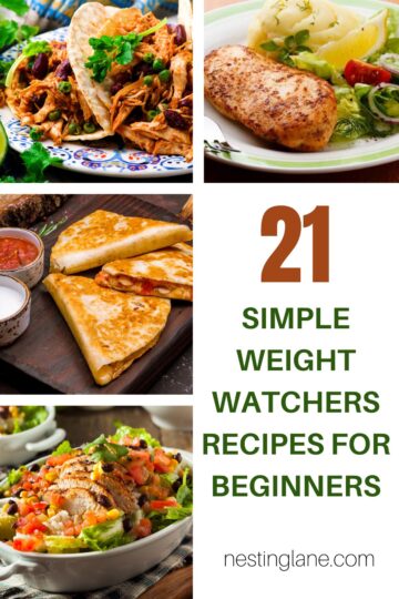 Graphic for Pinterest of 21 Simple Weight Watchers Recipes for Beginners.