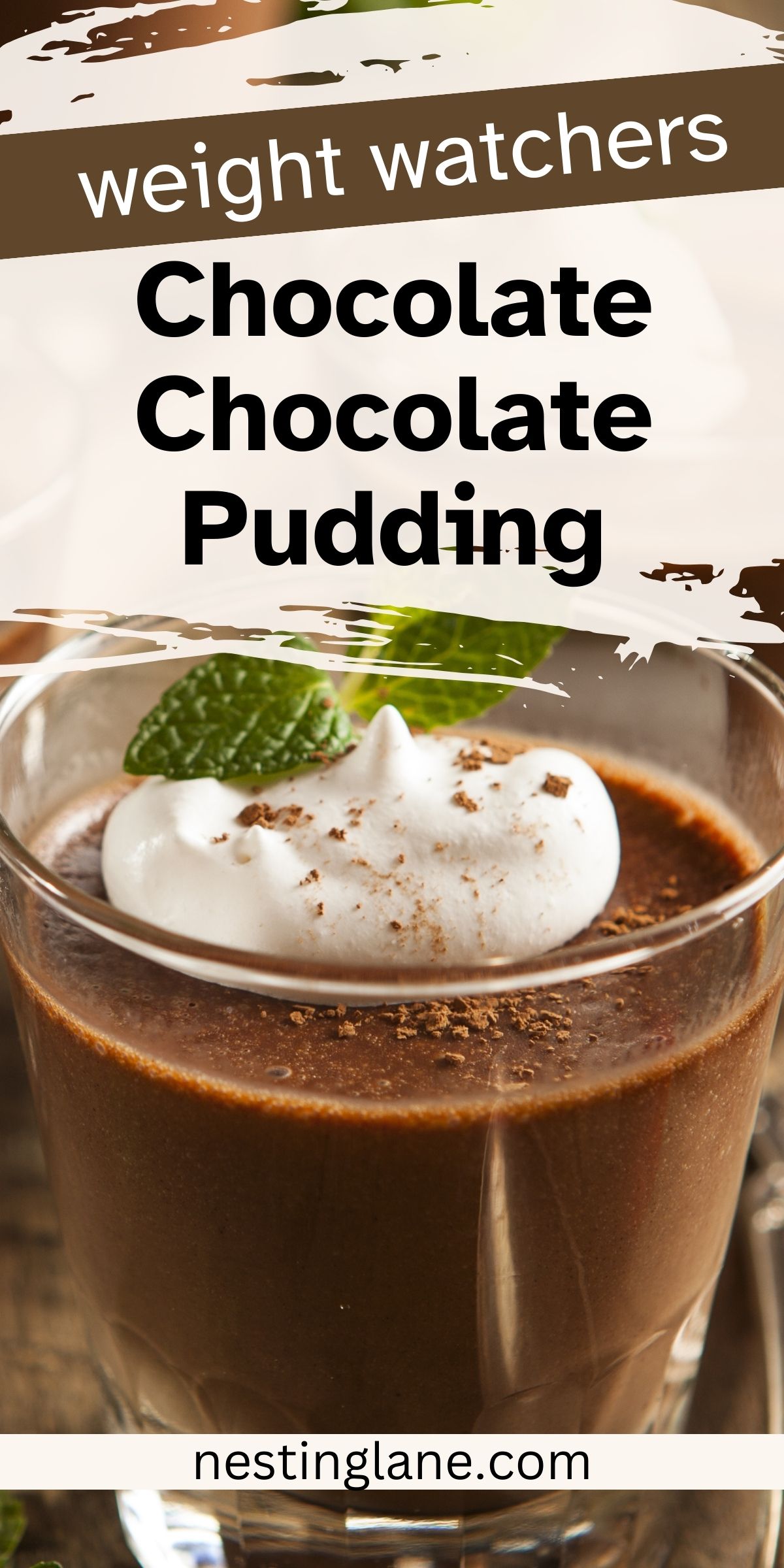 Graphic for Pinterest of Weight Watchers Chocolate Chocolate Pudding Recipe.