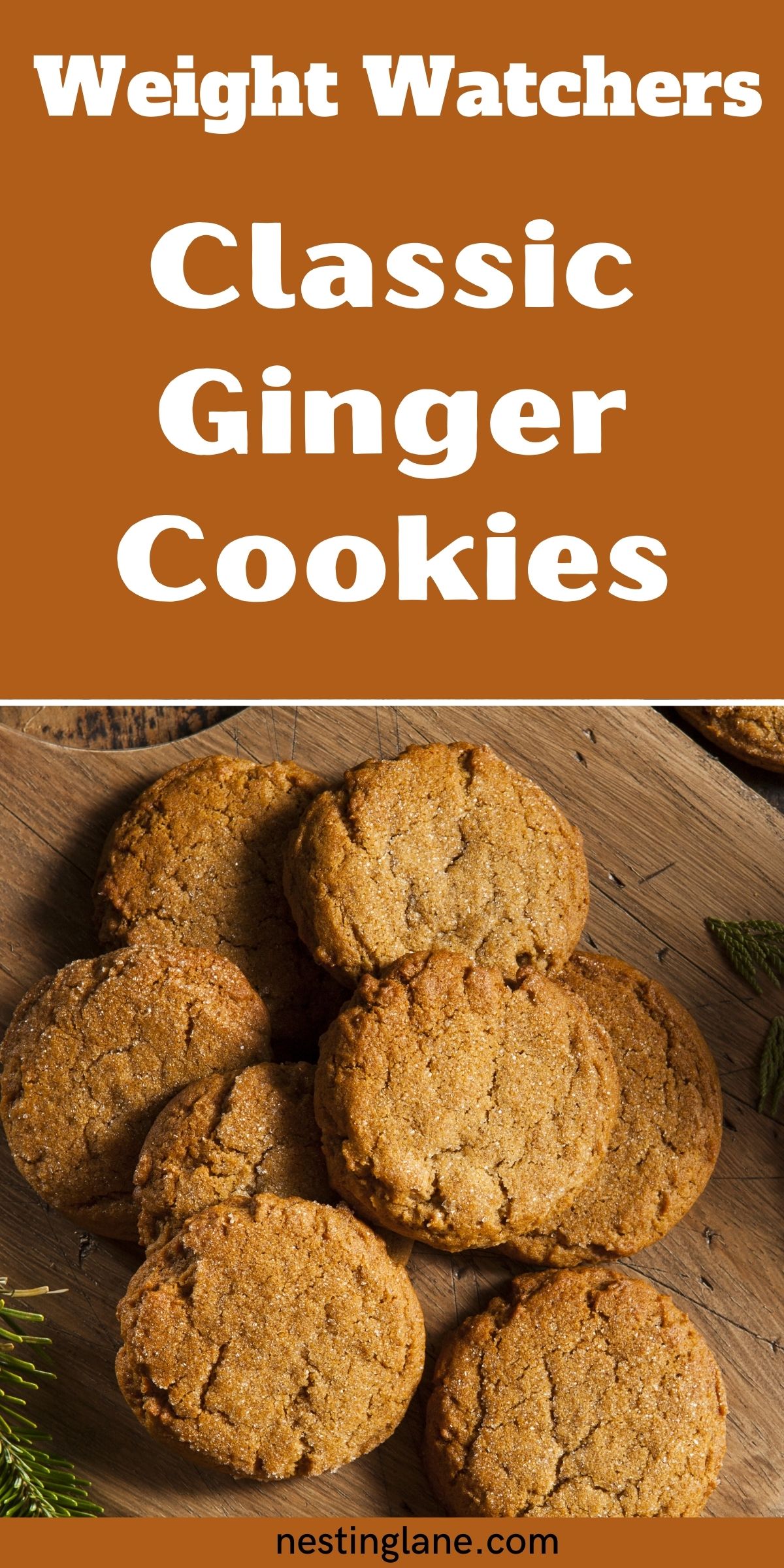 Graphic for Pinterest of Weight Watchers Classic Ginger Cookies Recipe.