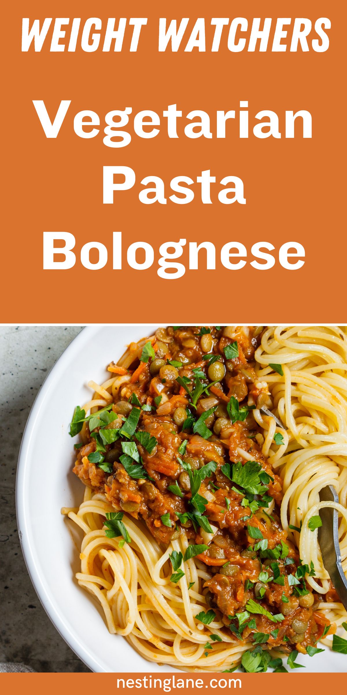 Vegetarian Weight Watchers Pasta Bolognese Recipe Graphic.