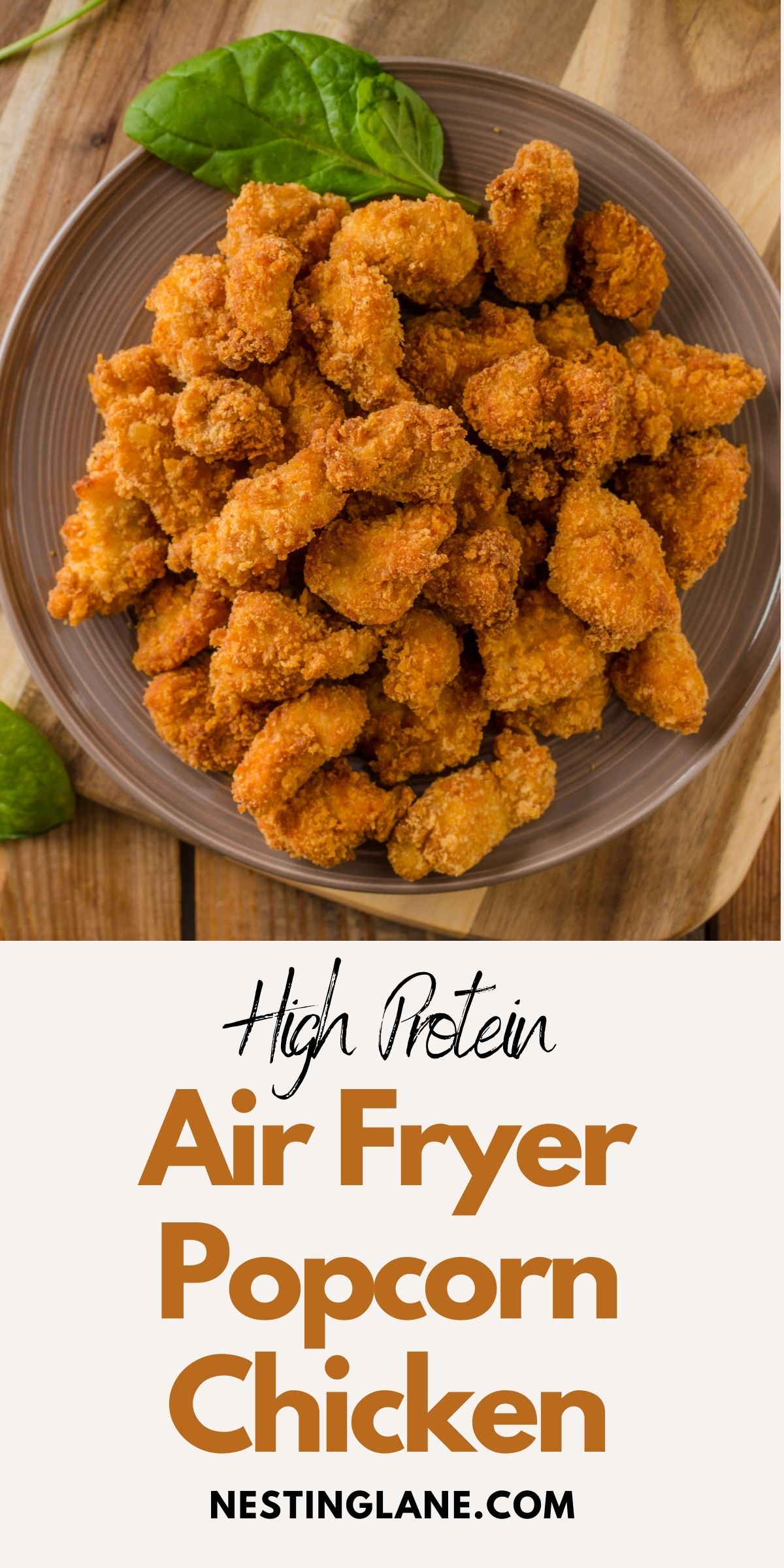 High Protein Popcorn Chicken (Air Fryer) graphic.