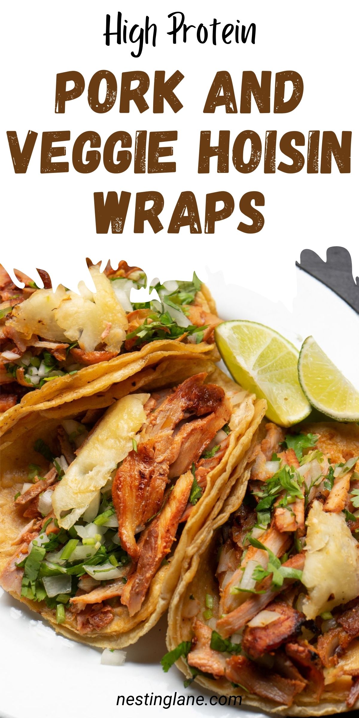 Pork and Veggie Hoisin Wraps graphic.