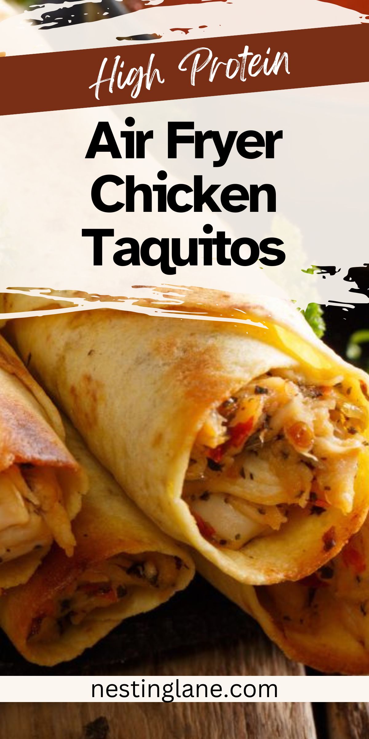 Quick Mexican Chicken Taquitos (Air Fryer) graphic.