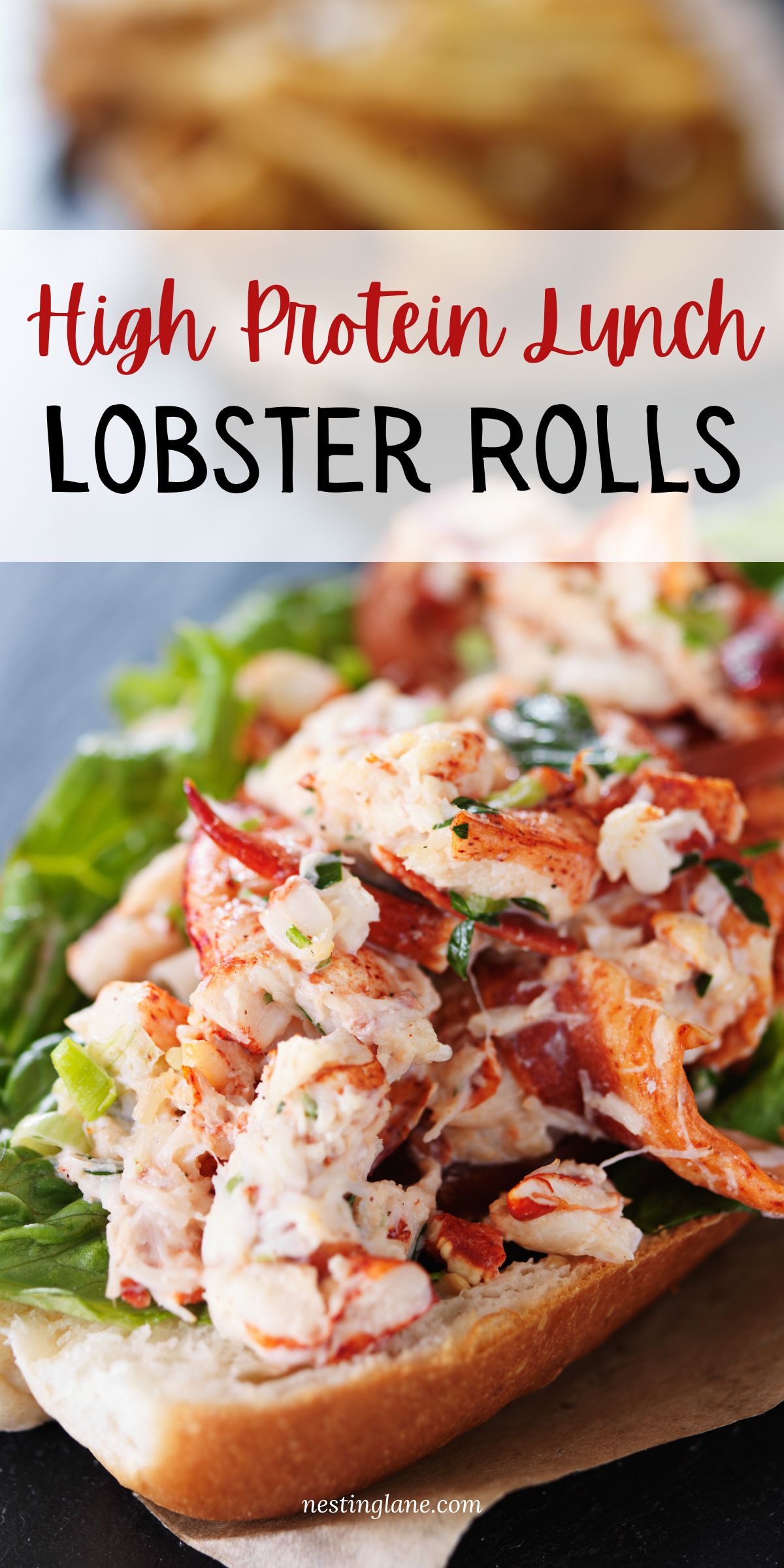 Easy High Protein Lobster Rolls graphic.