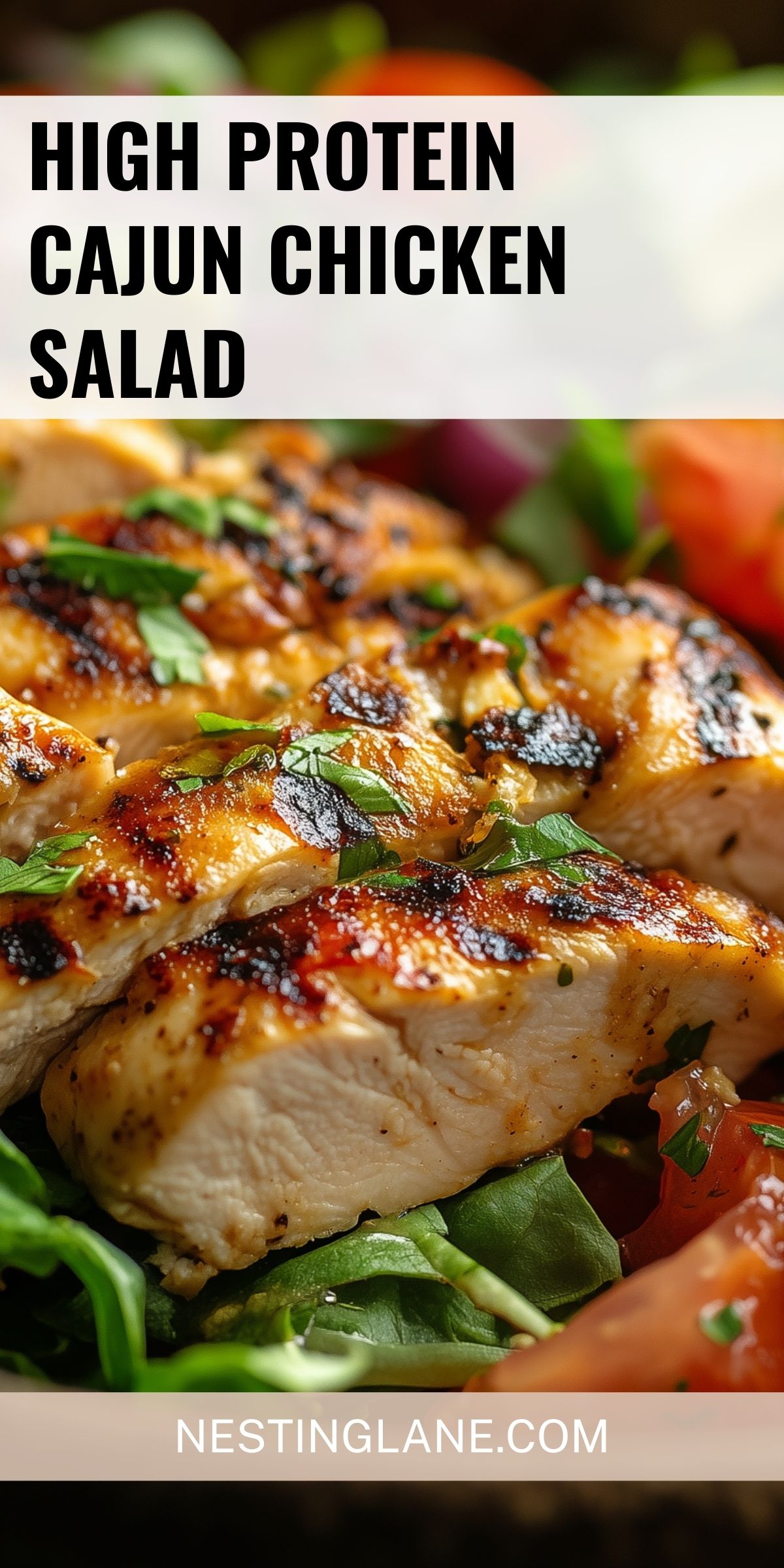 Cajun Chicken Salad with Homemade Vinaigrette graphic.