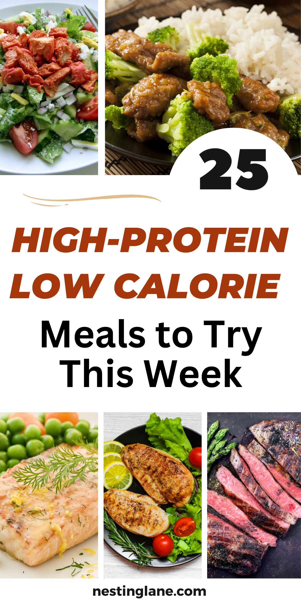 25 High Protein Low Calorie Meals to Try This Week graphic.